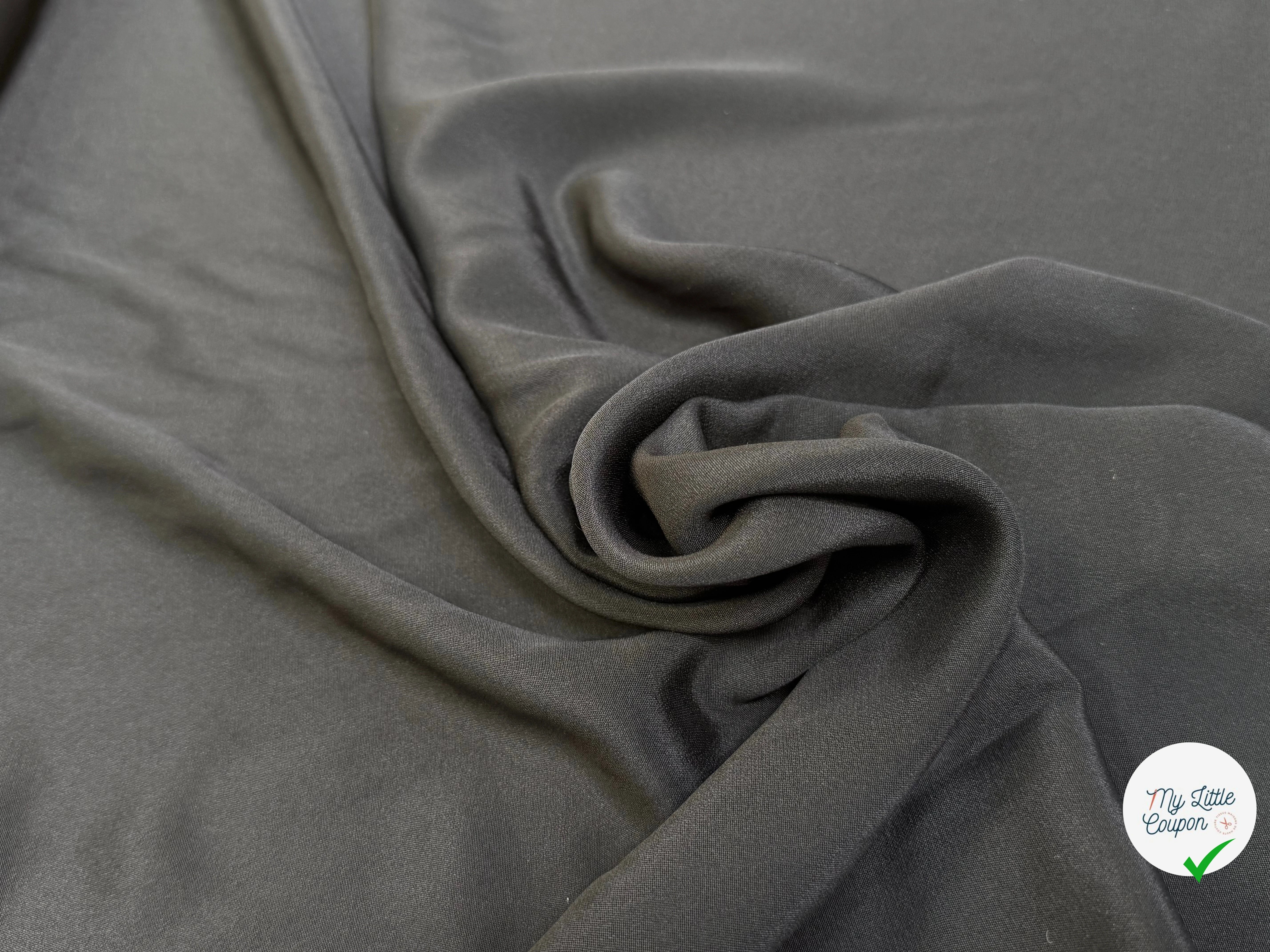(Chute) CREPE DE SOIE FLUIDE STRETCH LÉGÈREMENT SATINÉ NOIR - My Little Coupon
