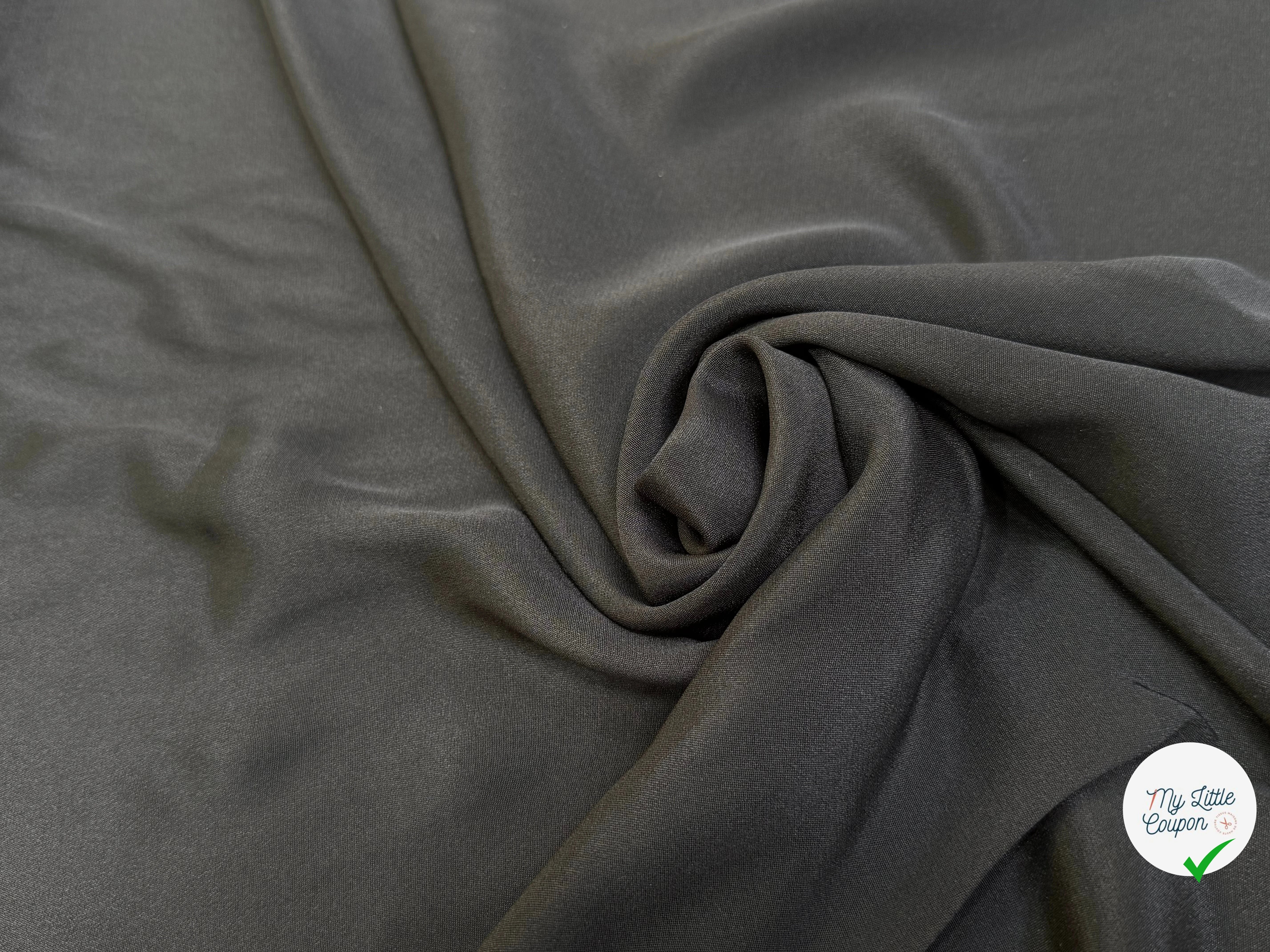 (Chute) CREPE DE SOIE FLUIDE STRETCH LÉGÈREMENT SATINÉ NOIR - My Little Coupon