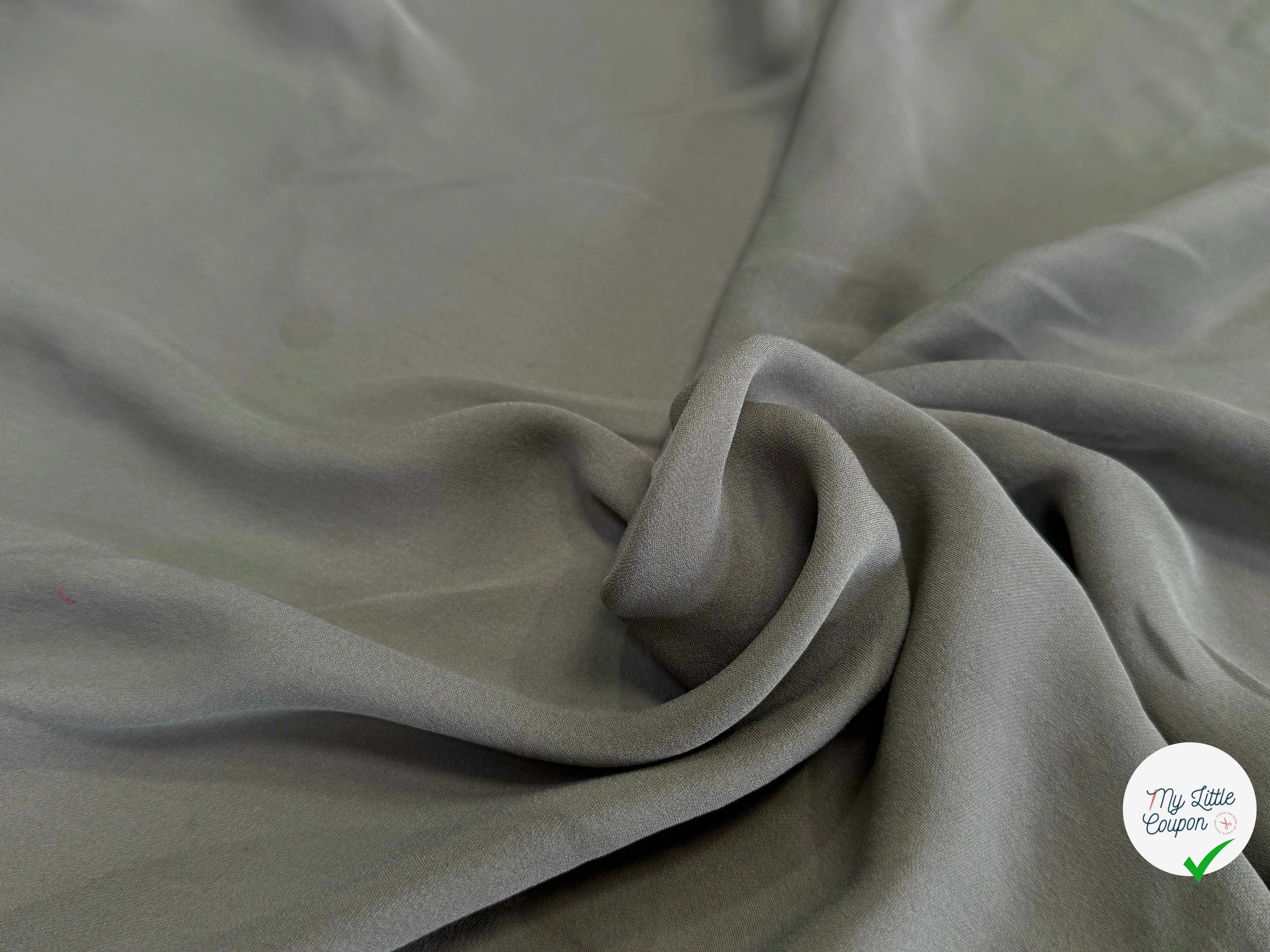(Chute) CREPE DE SOIE GEORGETTE FLUIDE KAKI - My Little Coupon