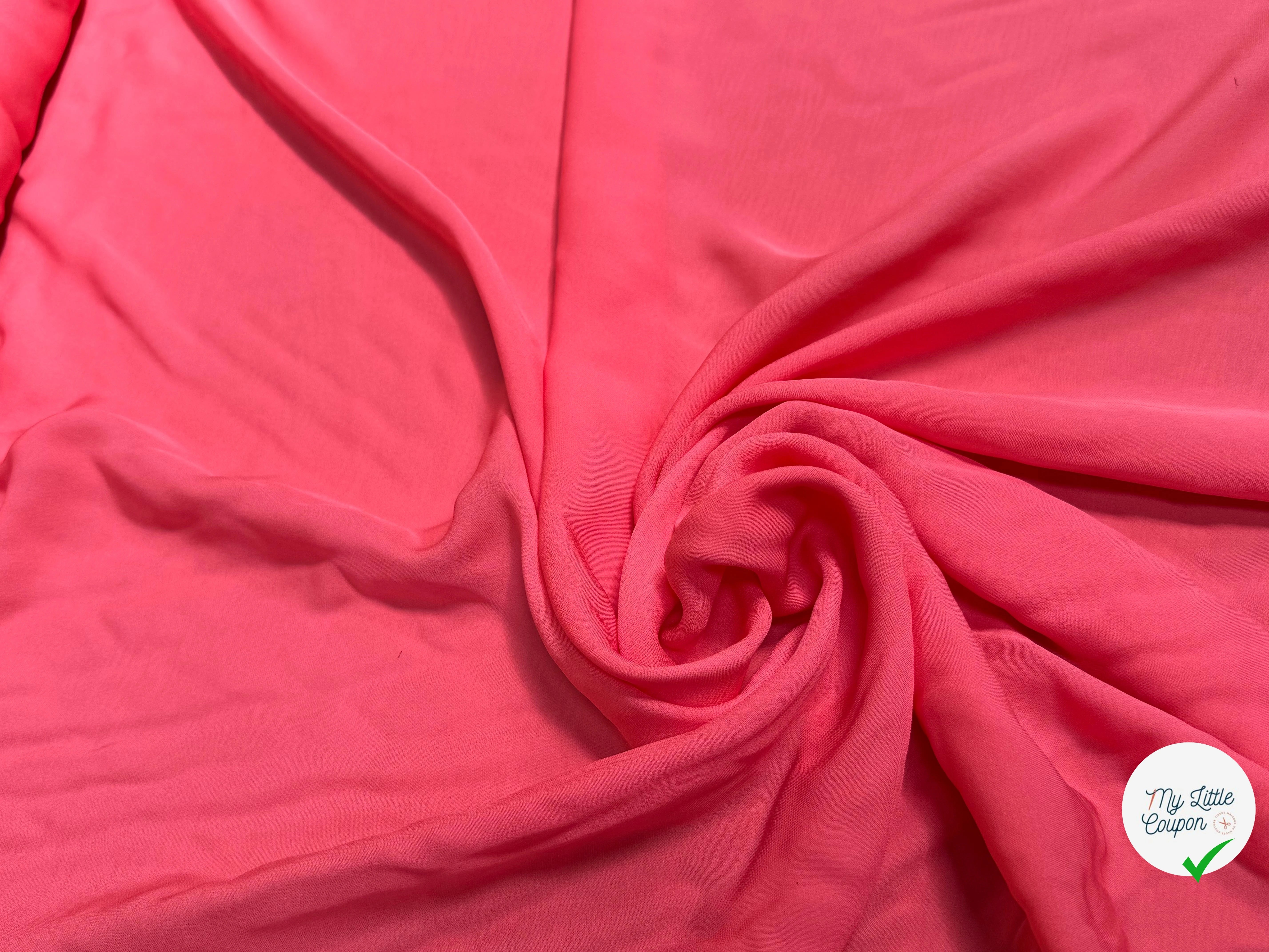 (Chute) CREPE DE SOIE LÉGÈREMENT SATINÉ ROSE CORAIL - My Little Coupon