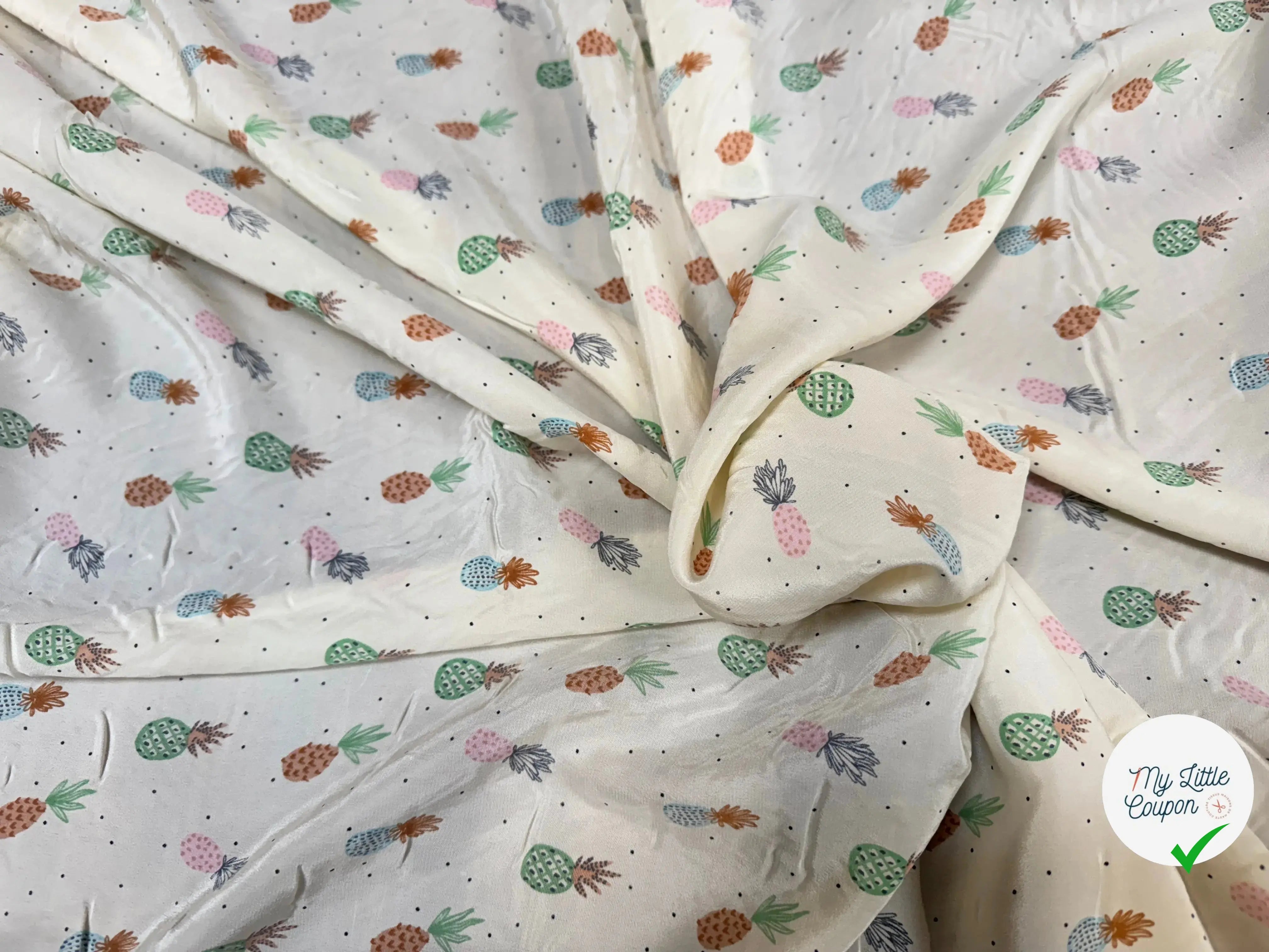 CREPE DE SOIE LEGERMEENT SATINÉ ANANAS - My Little Coupon