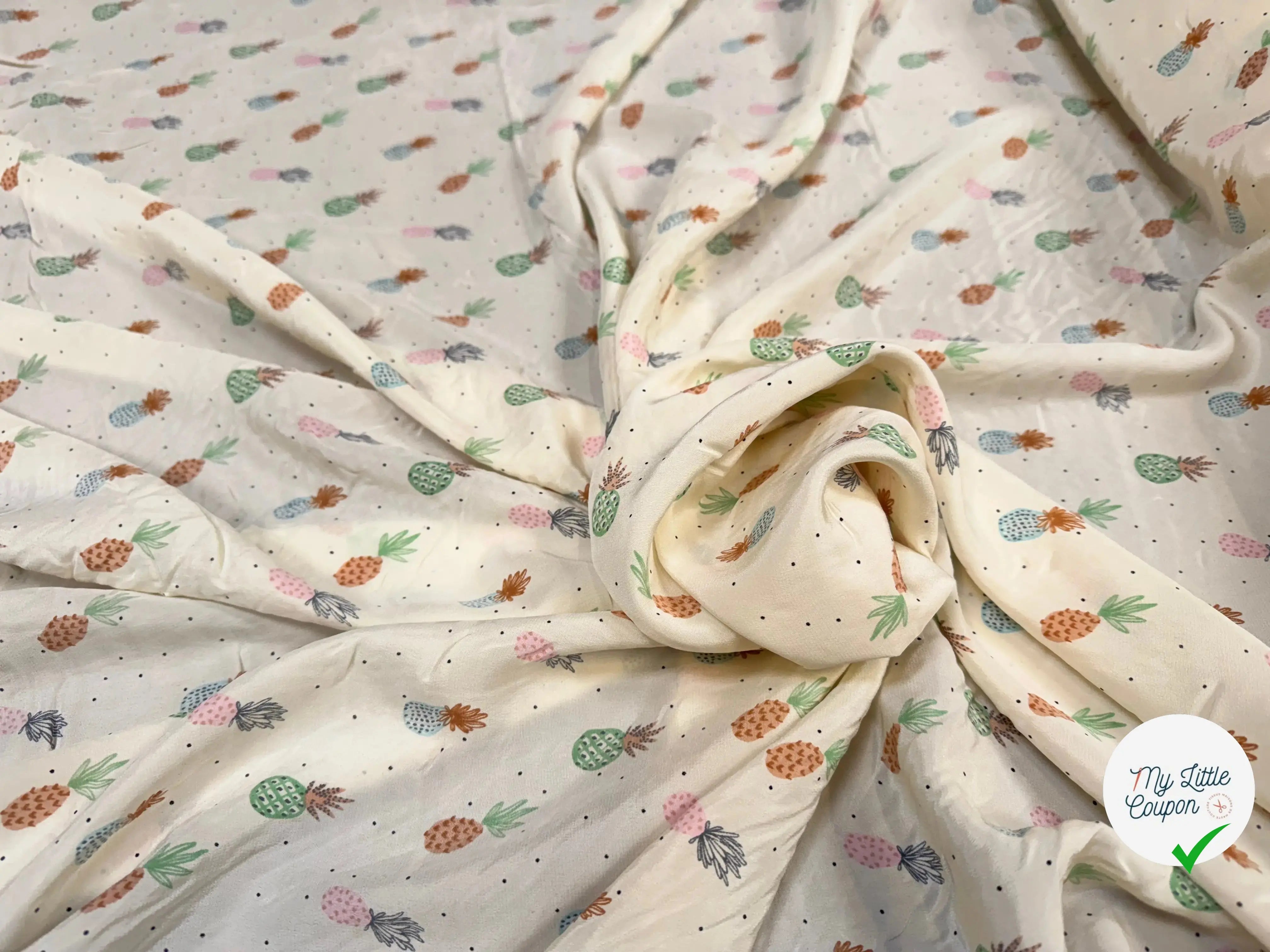 CREPE DE SOIE LEGERMEENT SATINÉ ANANAS - My Little Coupon