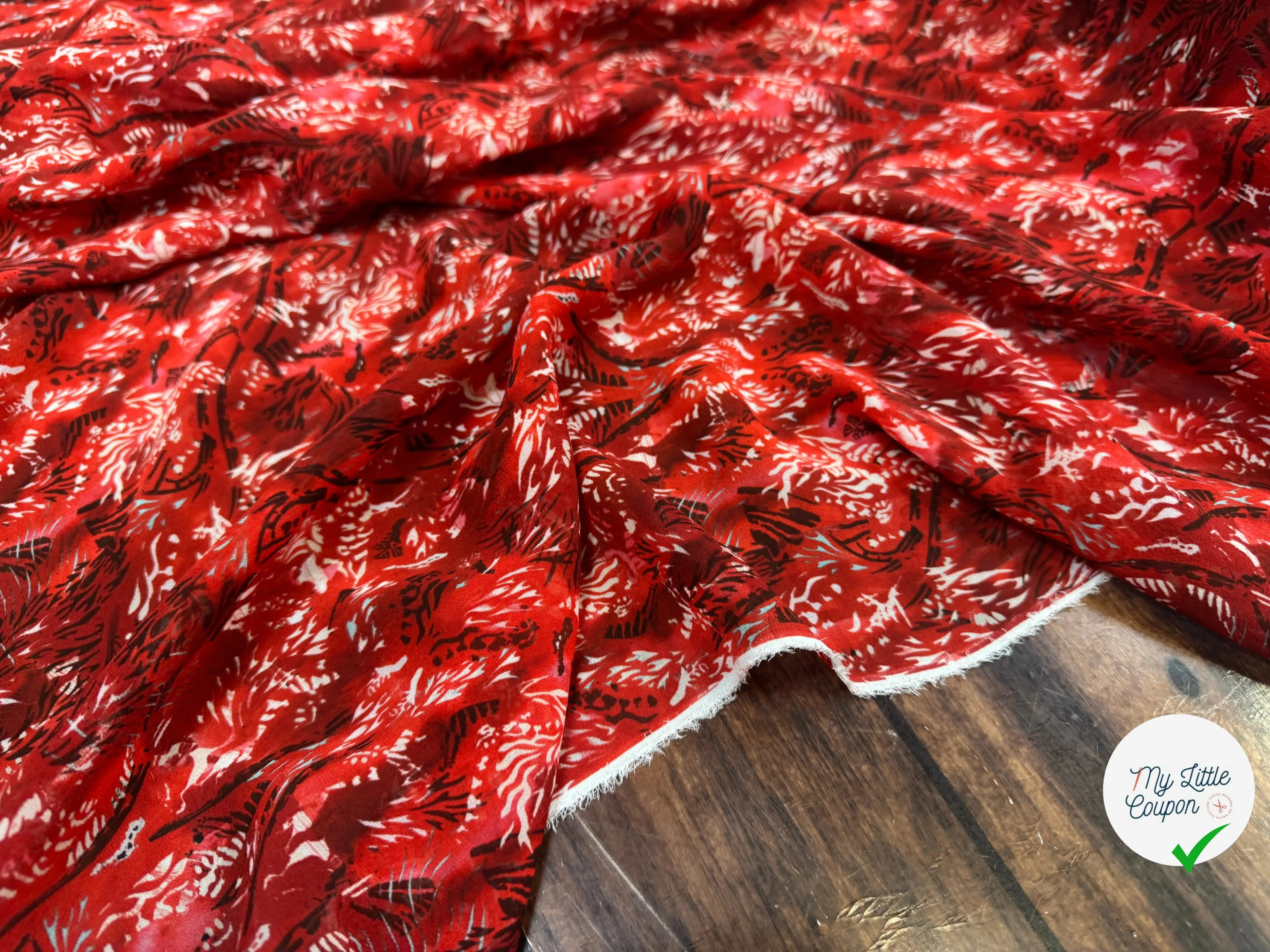 CREPE GEORGETTE DE SOIE RED SAVANA 100% SOIE - My Little Coupon