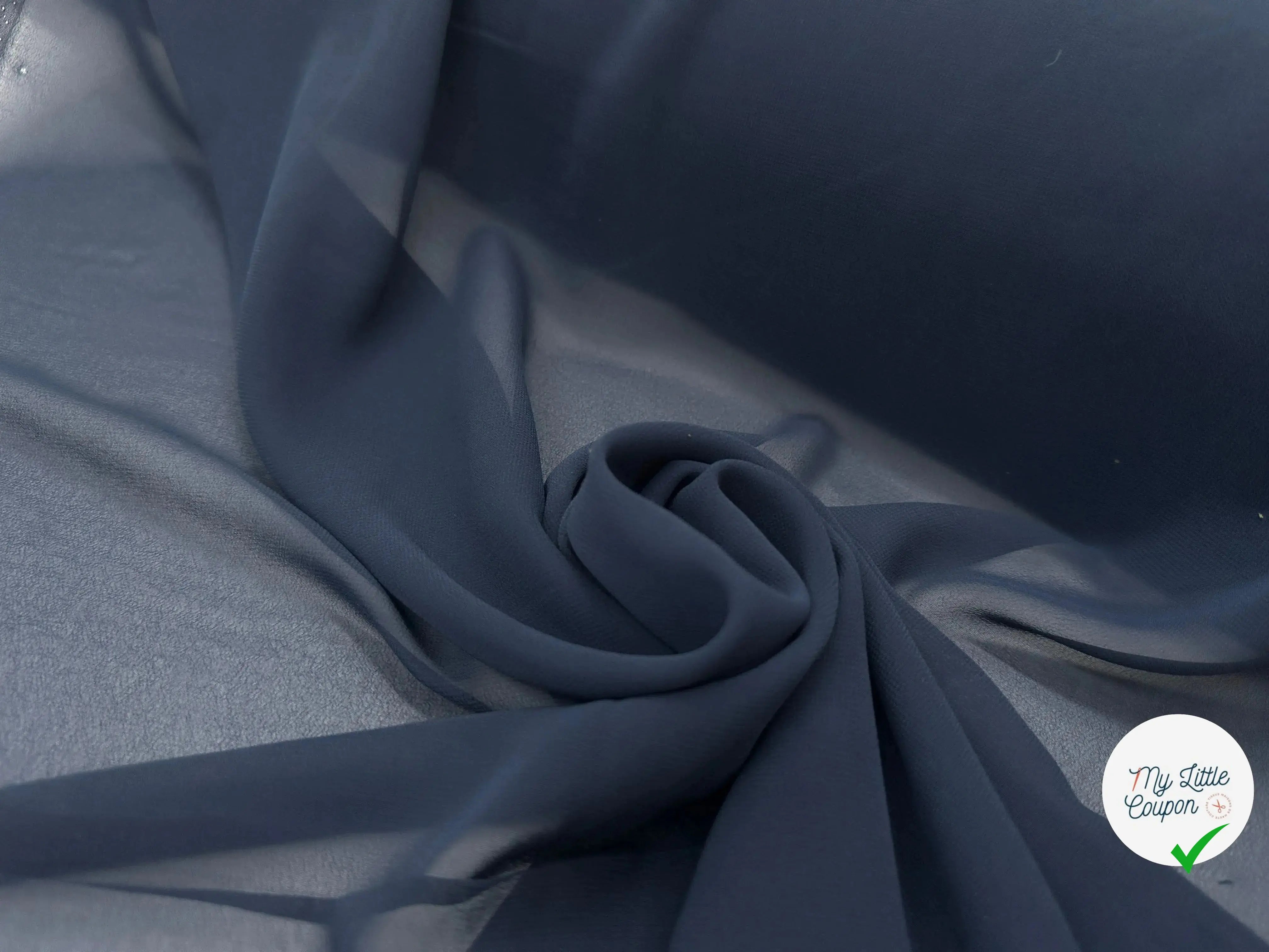 CRÊPE GEORGETTE POLYESTER NAVY - My Little Coupon