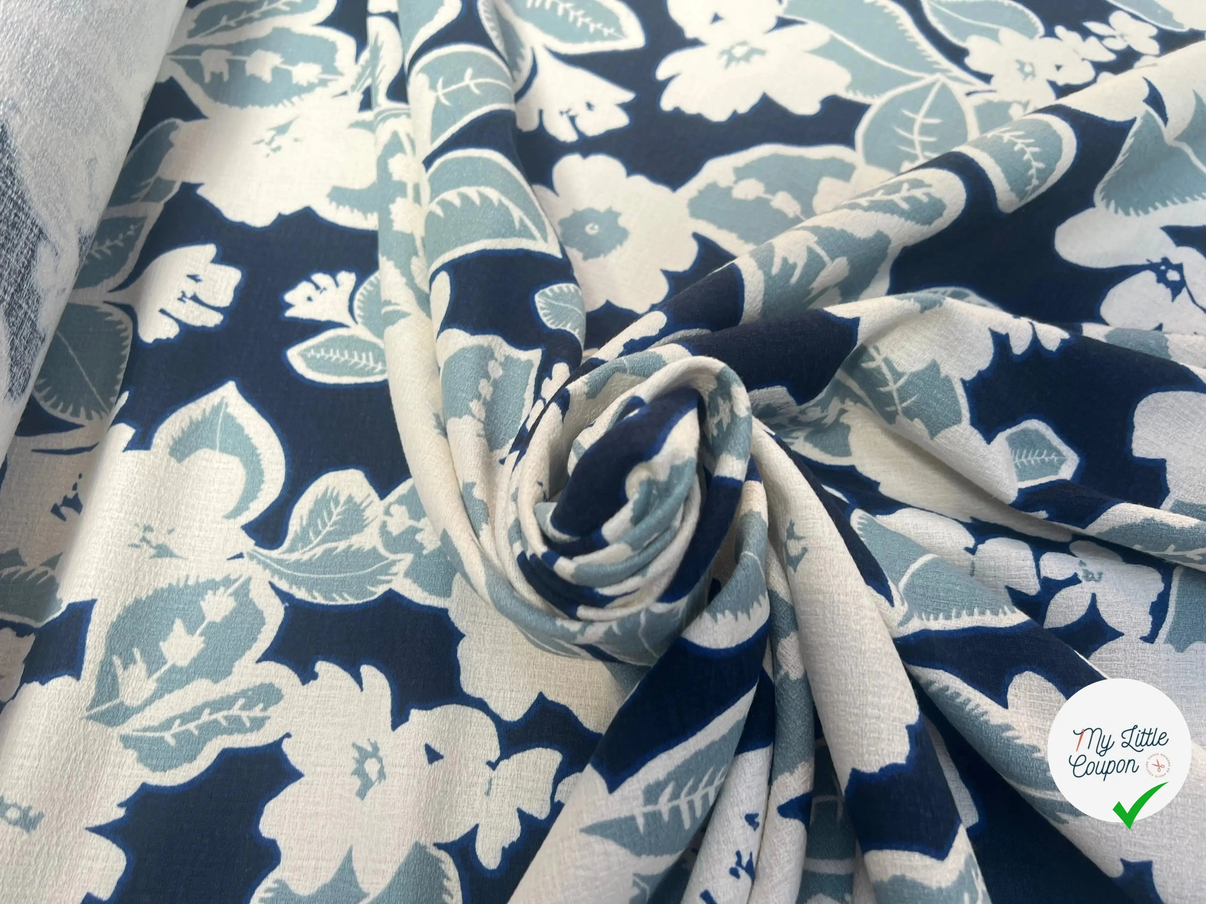 CRÊPE LOURD COTON FLEURS BAROQUE - My Little Coupon