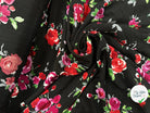 CRÊPE MAROCAIN 100% VISCOSE BOUQUET PASSIONNÉ FOND NOIR MLC INTERN