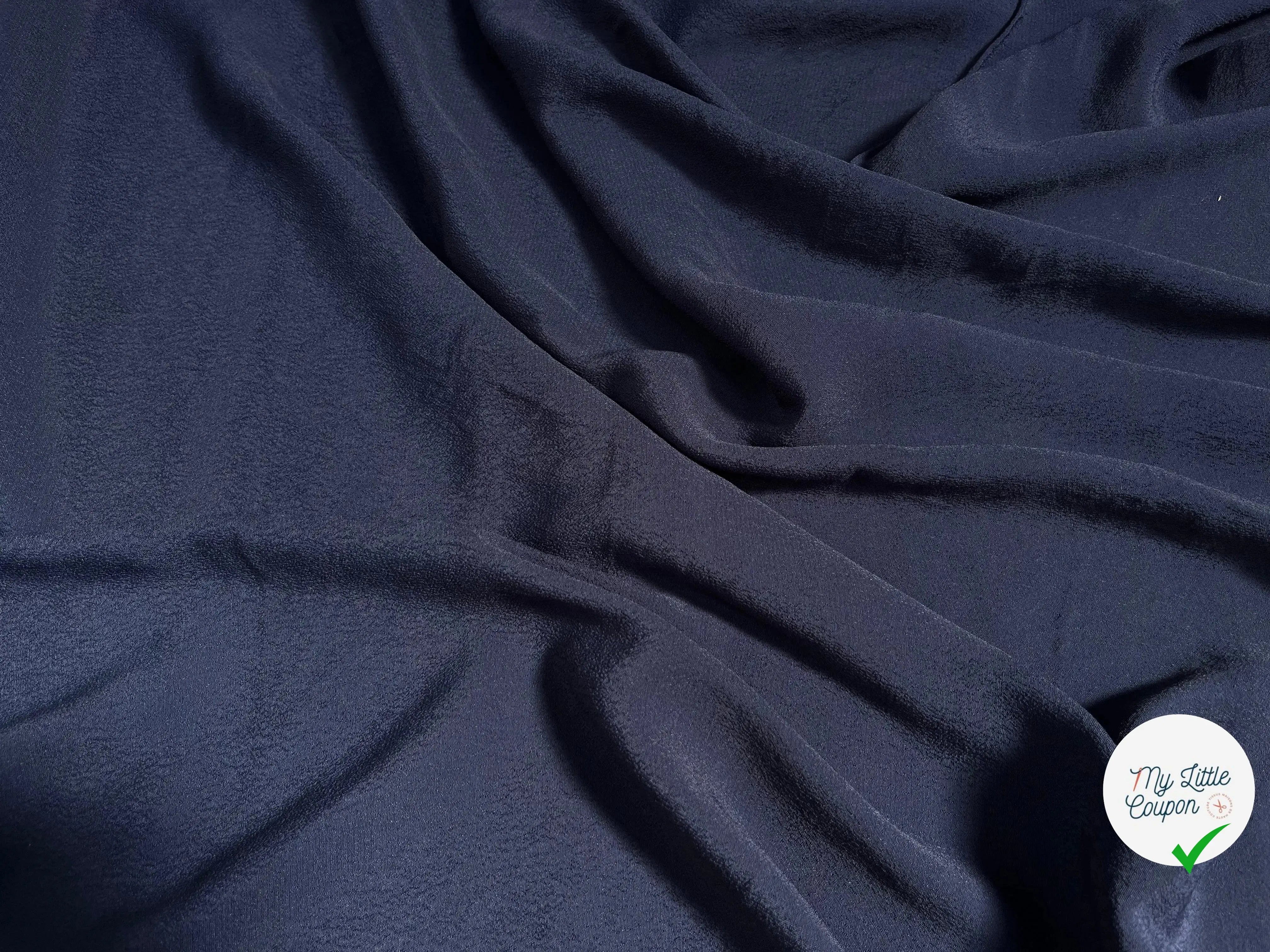 CRÊPE MAROCAIN 100% VISCOSE UNI MARINE - My Little Coupon