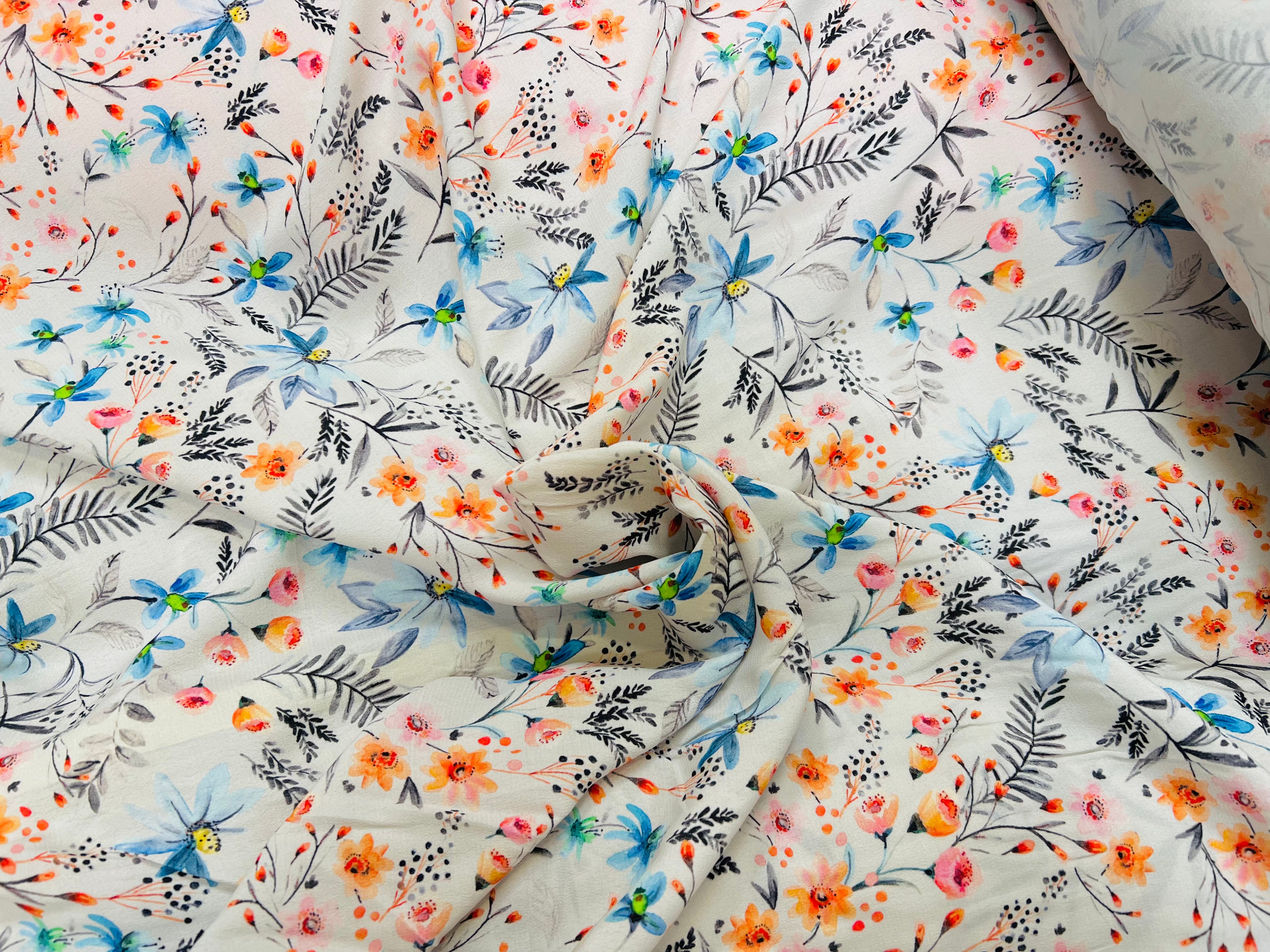 (Chute) CRÊPE MAROCAIN VISCOSE EXPLOSION DE FLEURS - My Little Coupon