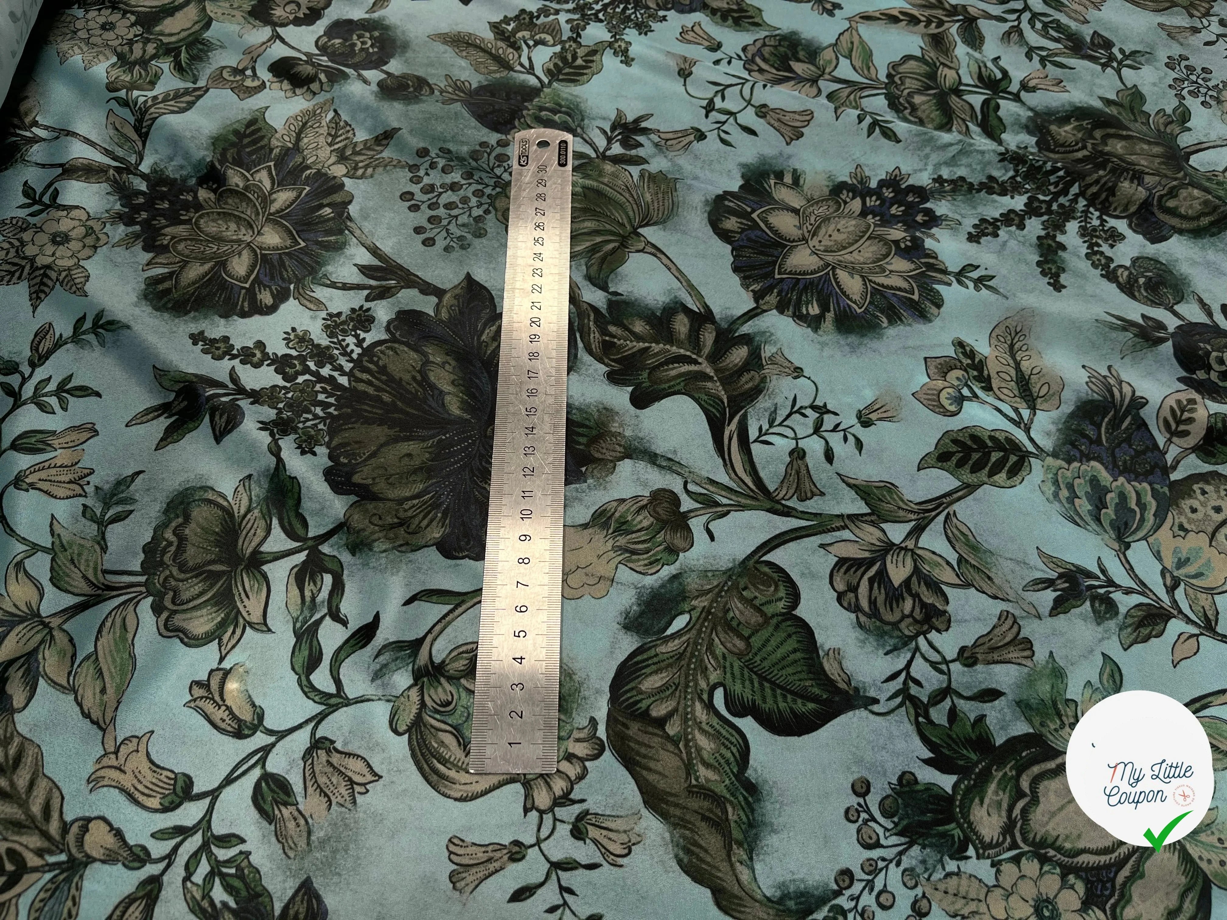 CRÊPE SATINÉ POLYESTER BLEU&VERT - My Little Coupon