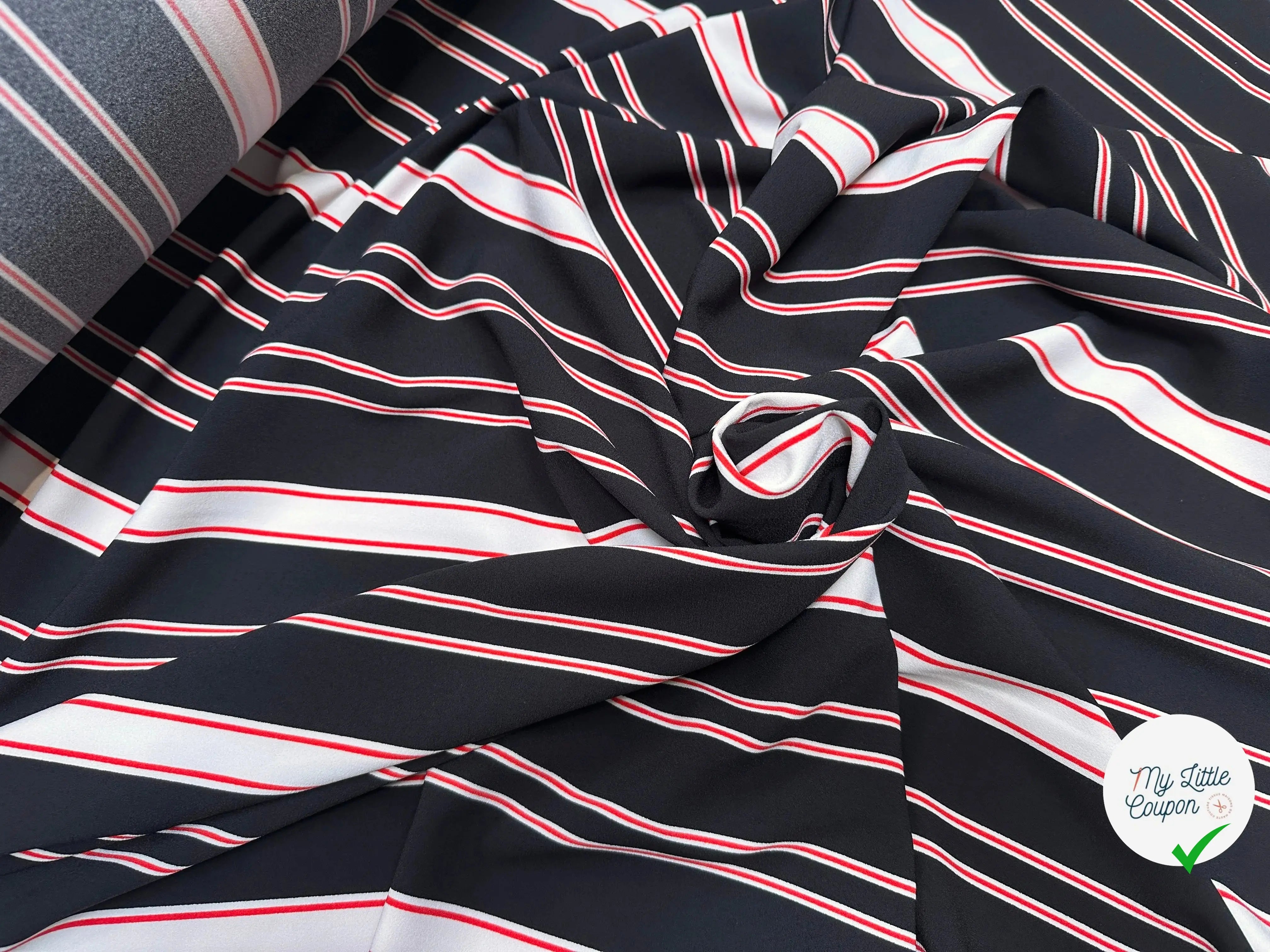 CREPE STRIPES ROUGE & BLANC FOND NOIR - My Little Coupon