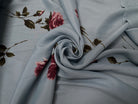 CRÊPE VISCOSE FOND BLEU MOTIFS FLEURS - My Little Coupon