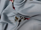 CRÊPE VISCOSE FOND BLEU MOTIFS FLEURS - My Little Coupon