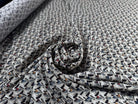 CRÊPE VISCOSE FOND GRIS MOTIFS TRIANGLE MULTICOLORE - My Little Coupon