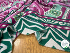 CREPE VISCOSE FOND VIOLET MOTIFS VERT ECOVERO - My Little Coupon