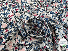 CREPE VISCOSE IMPRIMÉ ROUGE BLEU FOND BEIGE - My Little Coupon