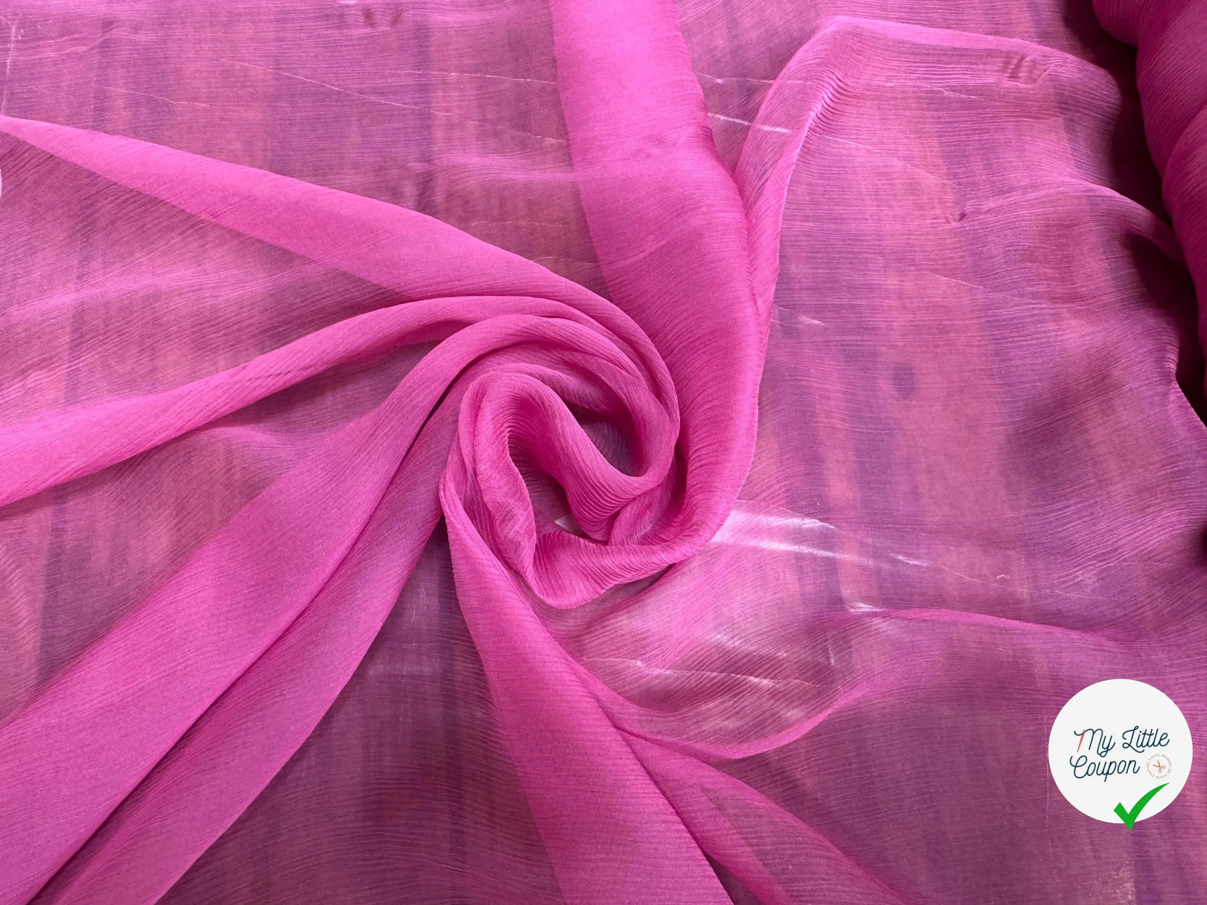 CREPON DE SOIE EFFET PLISSÉ ROSE UNI - My Little Coupon