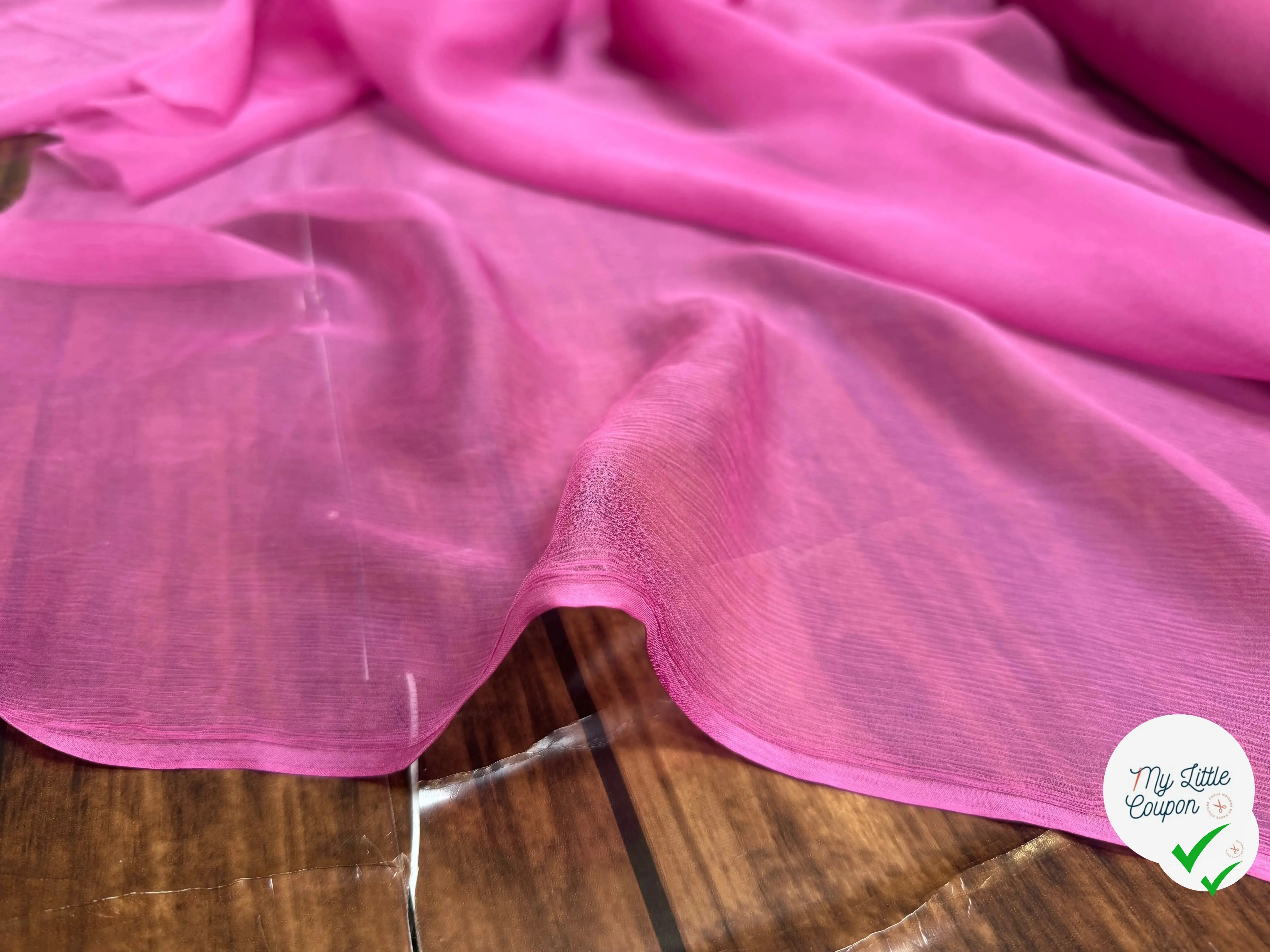 CREPON DE SOIE EFFET PLISSÉ ROSE UNI - My Little Coupon