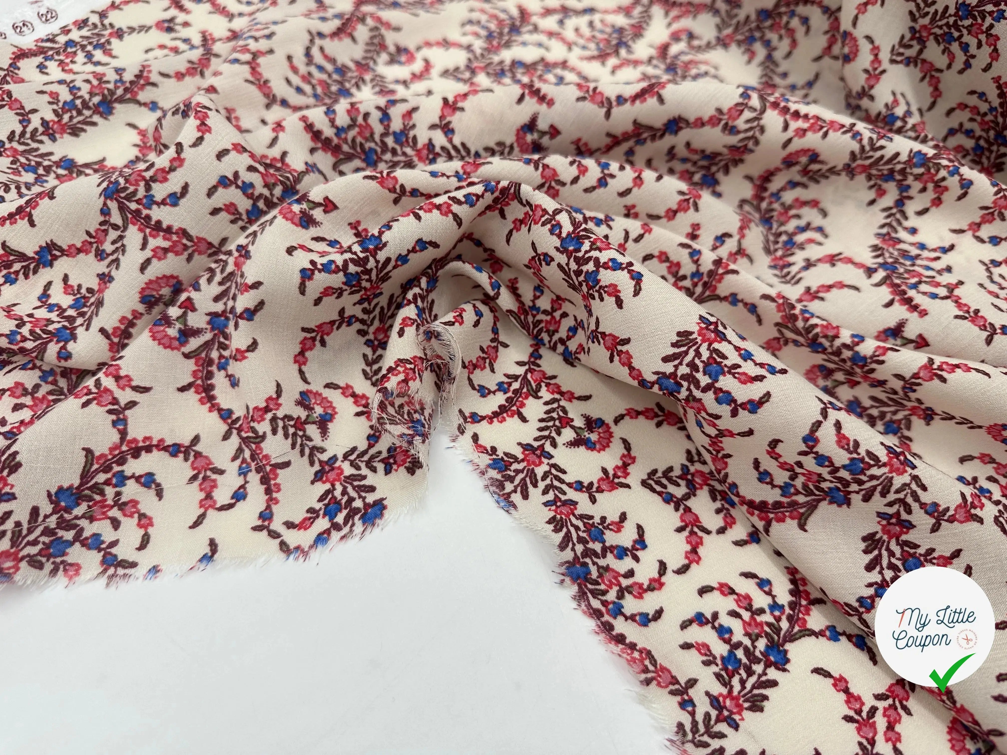 CRÊPON VISCOSE IMPRIMÉ FLORA PROVENZA ROUGE MSO