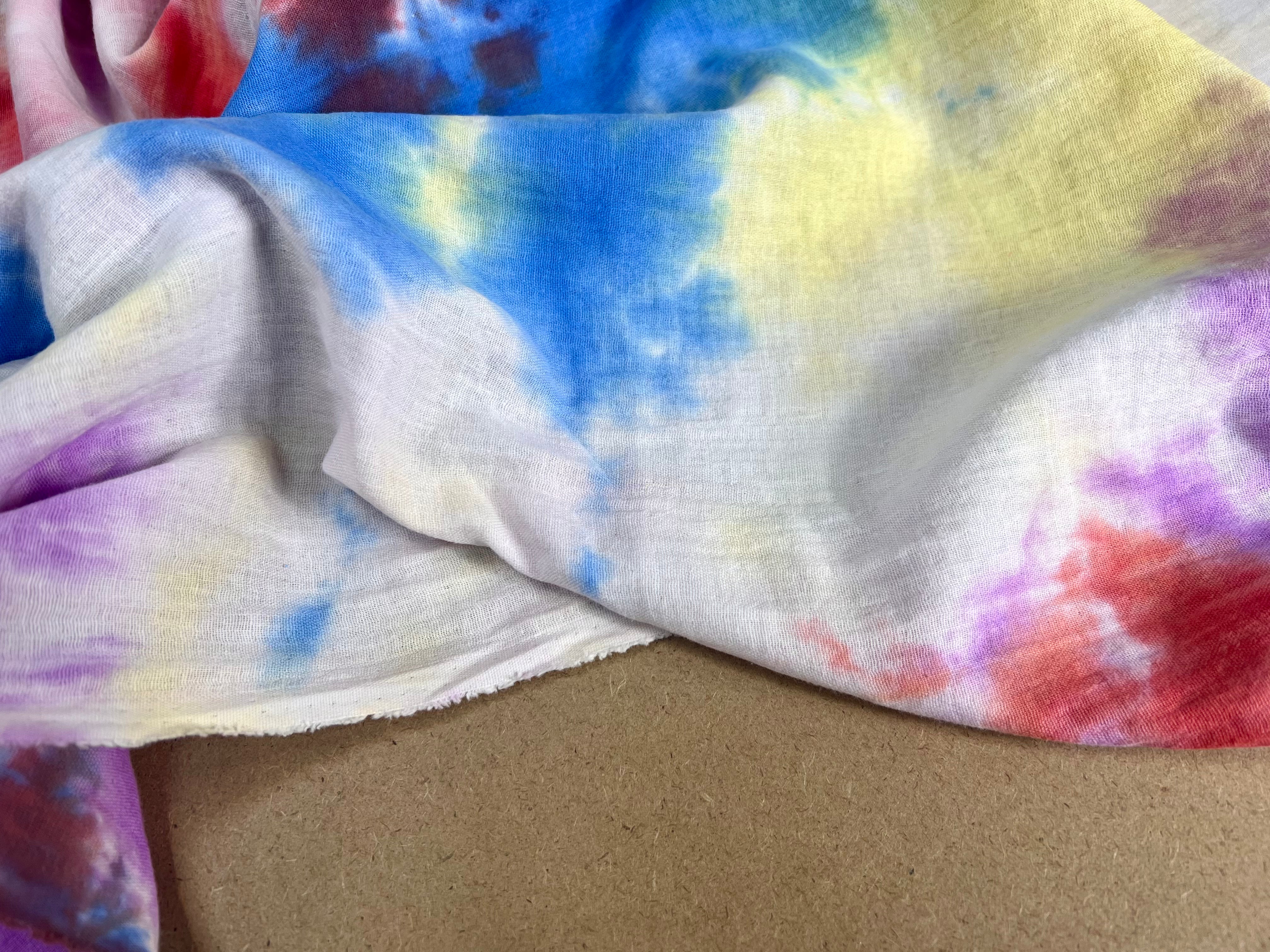 DOUBLE GAZE IMPRIMÉE TYE AND DYE COTON ORGANIQUE CERTIFICATION GOTS - My Little Coupon