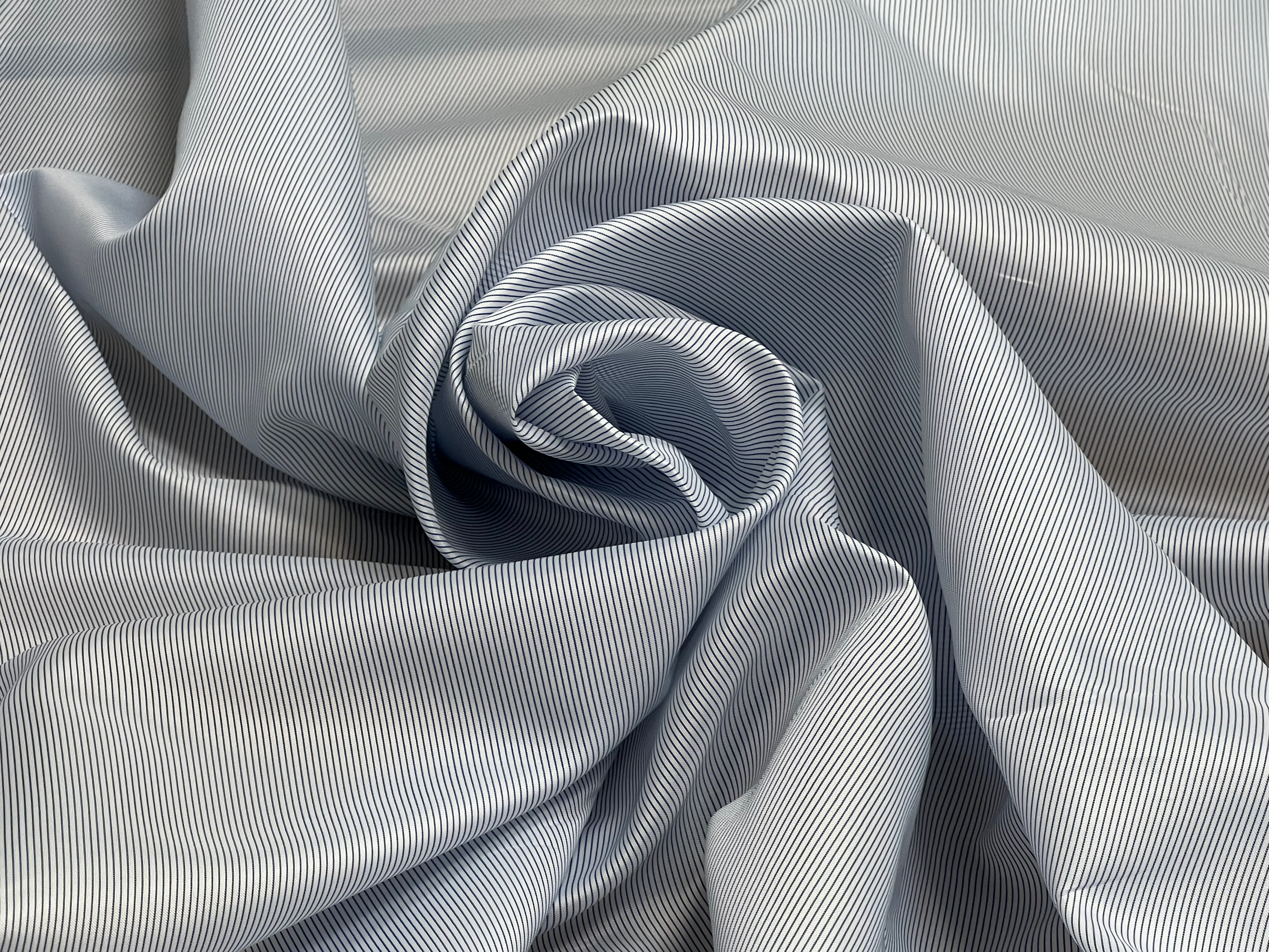 (Chute) DOUBLURE SATIN BLEU CIEL FINES RAYURES BLEU MOYEN - My Little Coupon