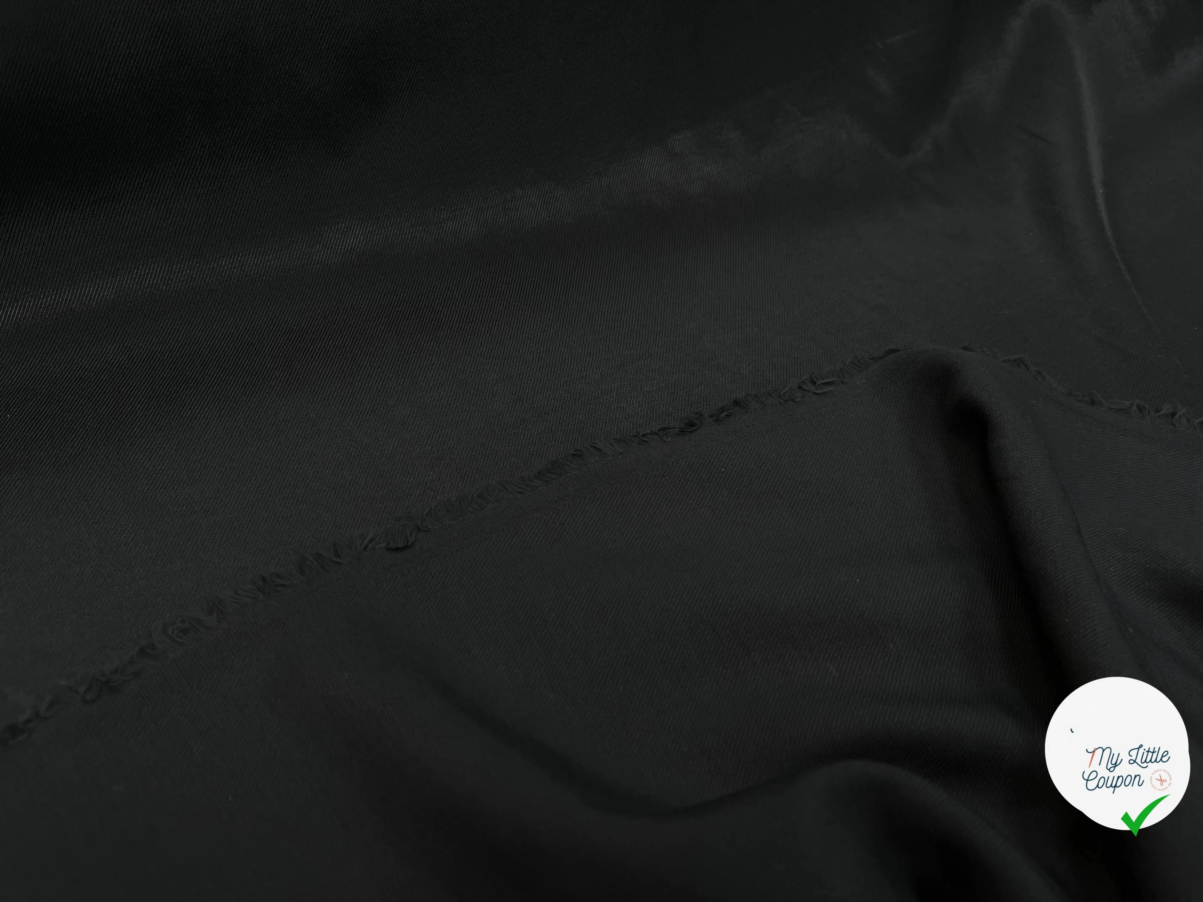 DOUBLURE VISCOSE SERGÉE UNI NOIR FINE RAYURE LISSE - My Little Coupon