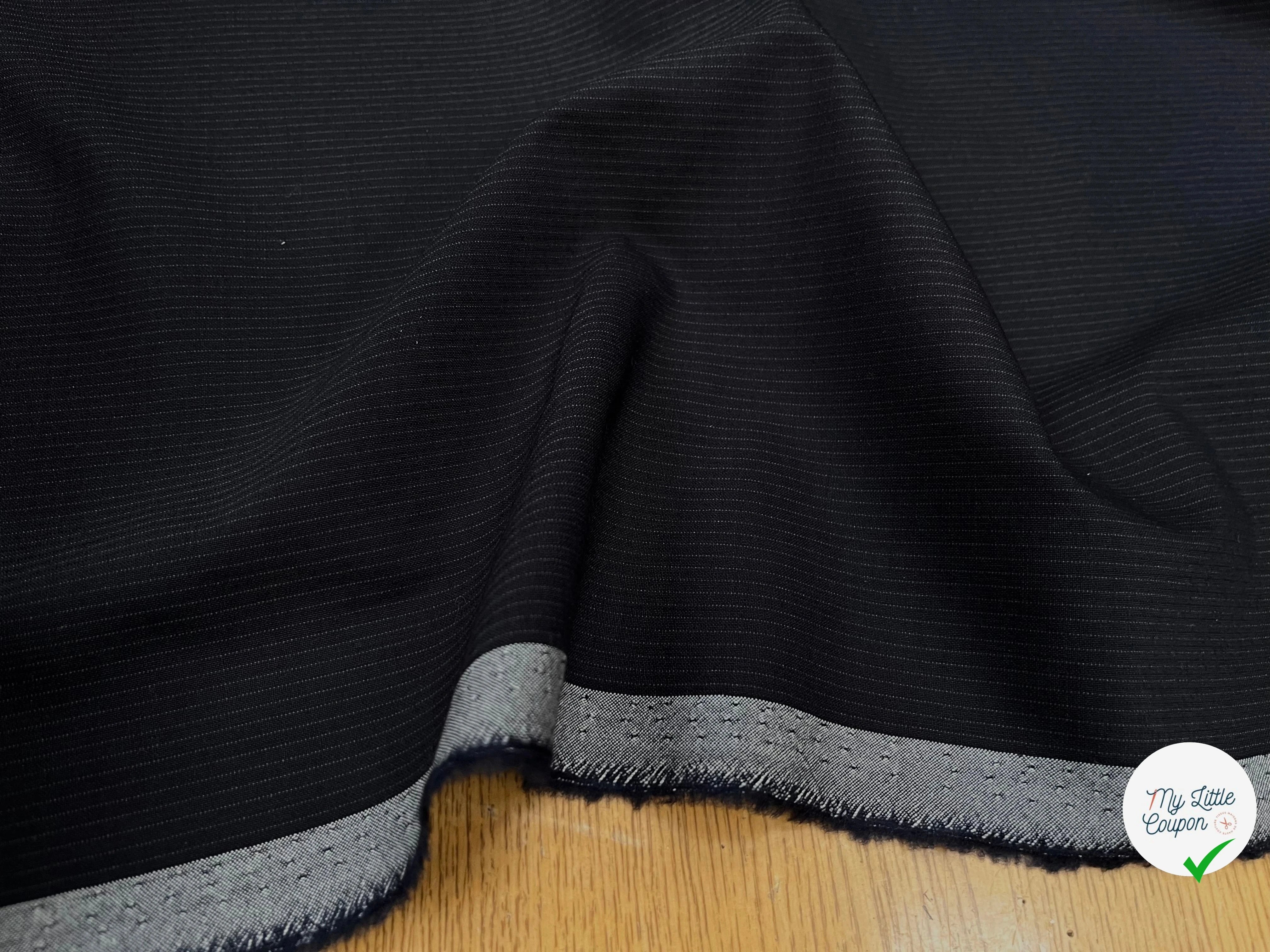 DRAPERIE DE LAINE BLEU NUIT FINES RAYURES - My Little Coupon