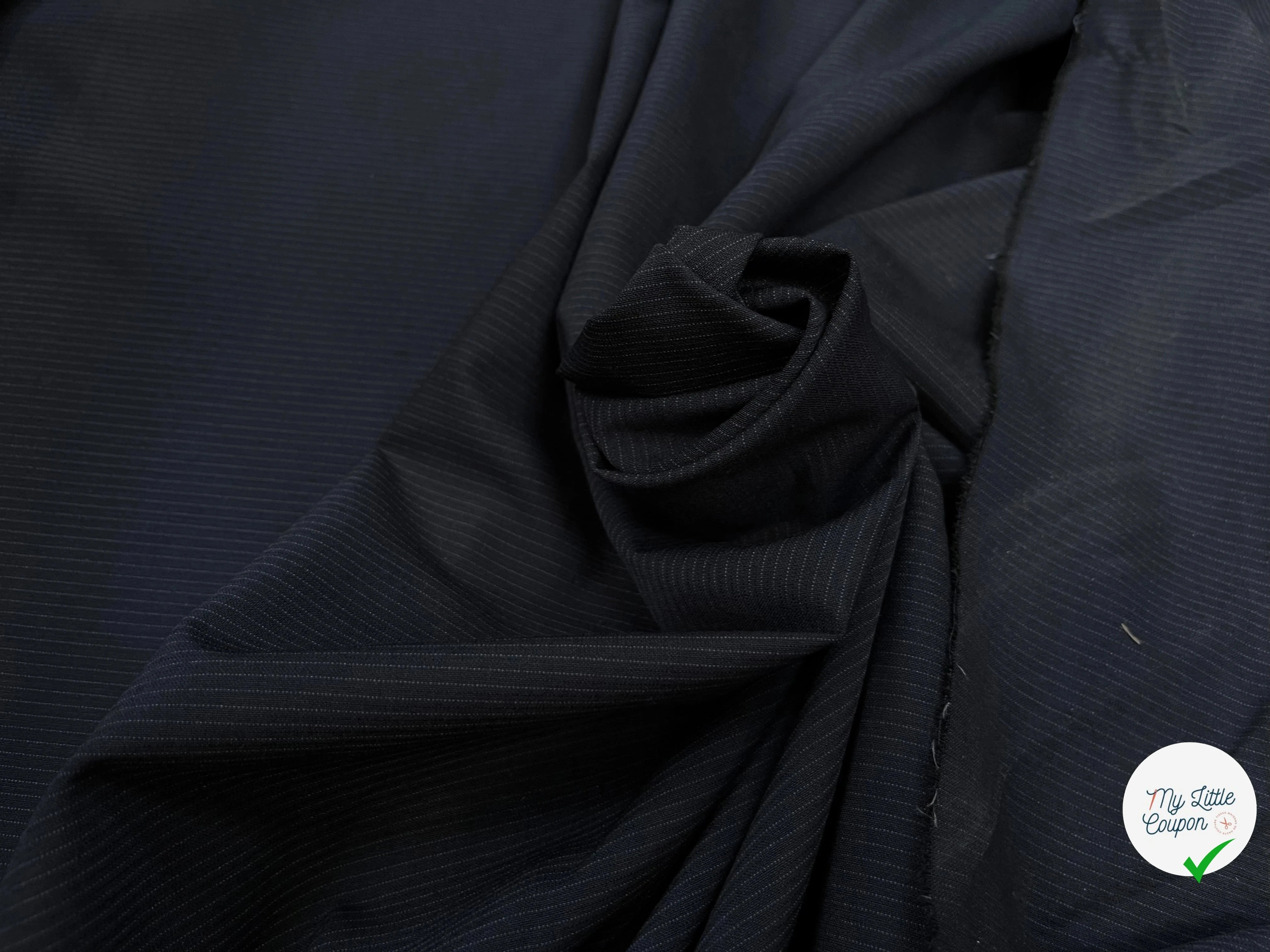 DRAPERIE DE LAINE BLEU NUIT FINES RAYURES - My Little Coupon