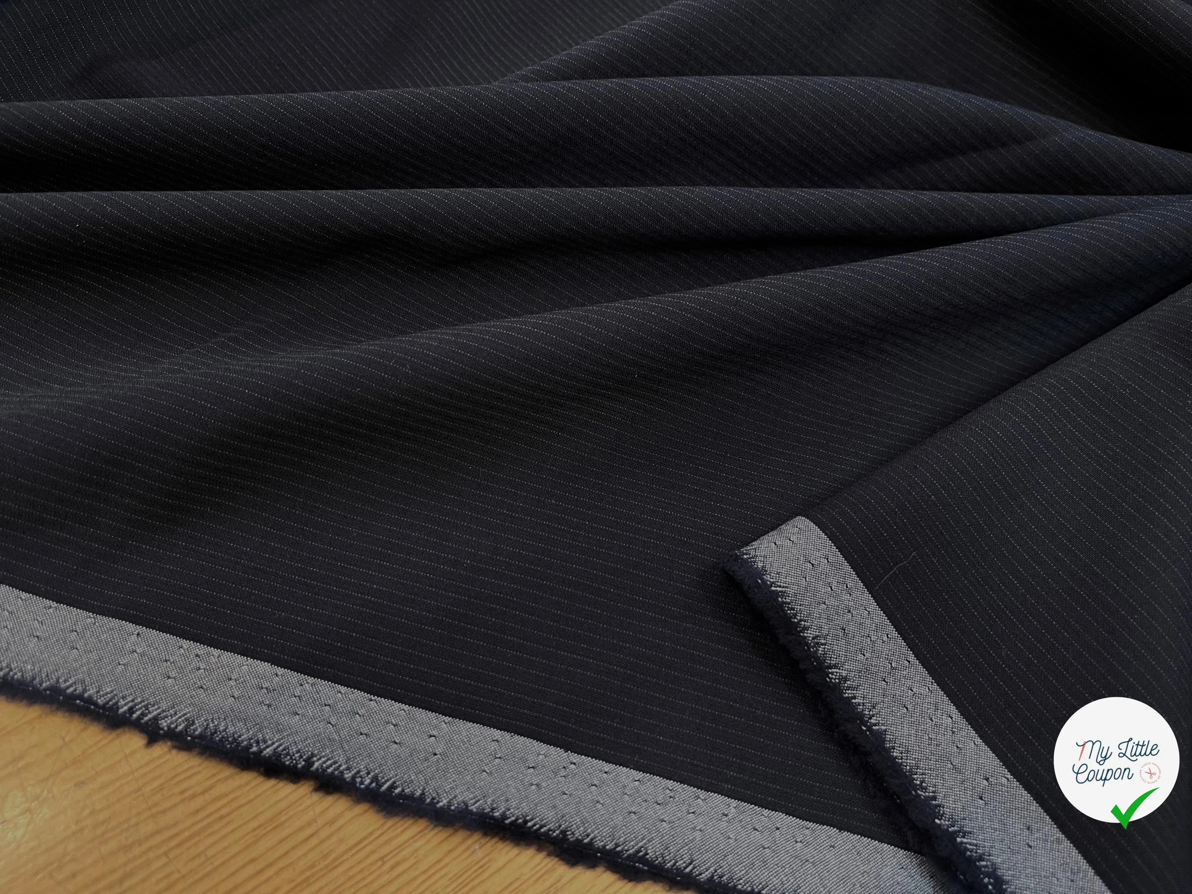 DRAPERIE DE LAINE BLEU NUIT FINES RAYURES - My Little Coupon