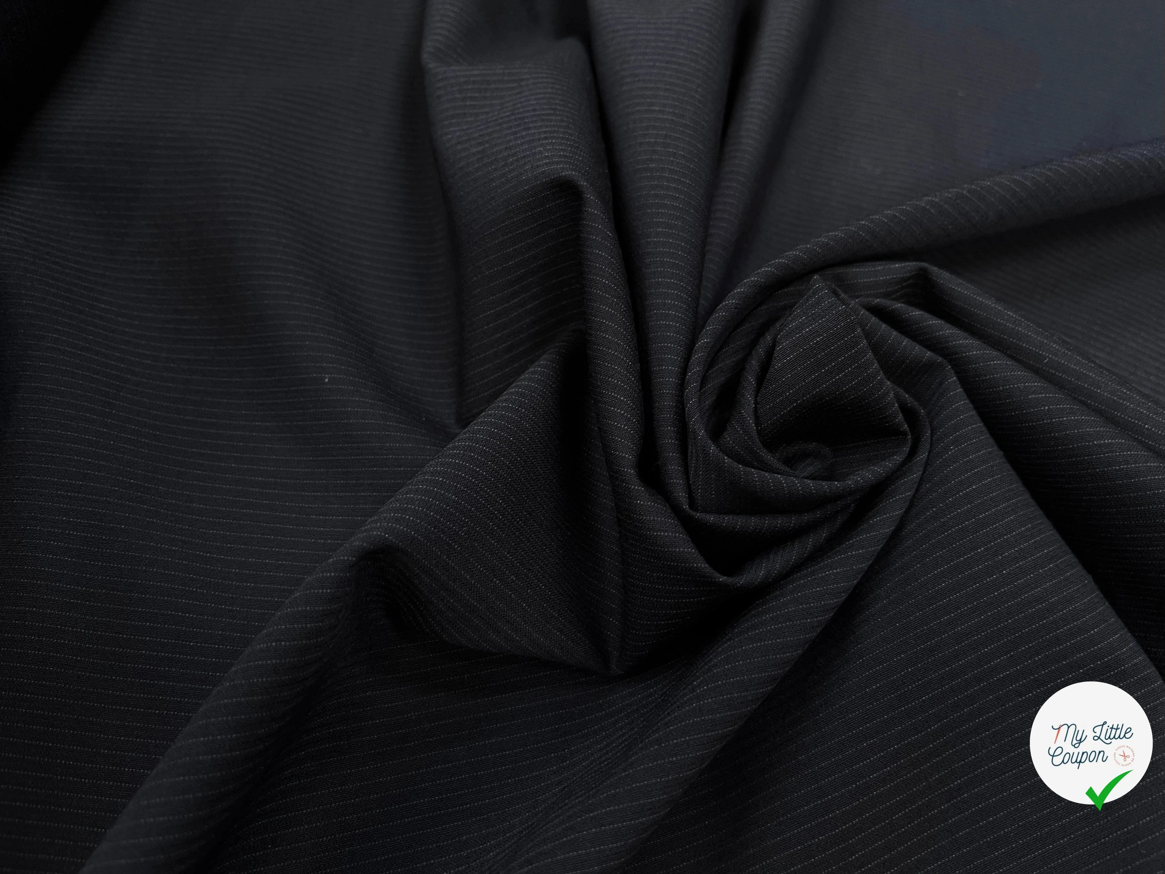 DRAPERIE DE LAINE BLEU NUIT FINES RAYURES - My Little Coupon