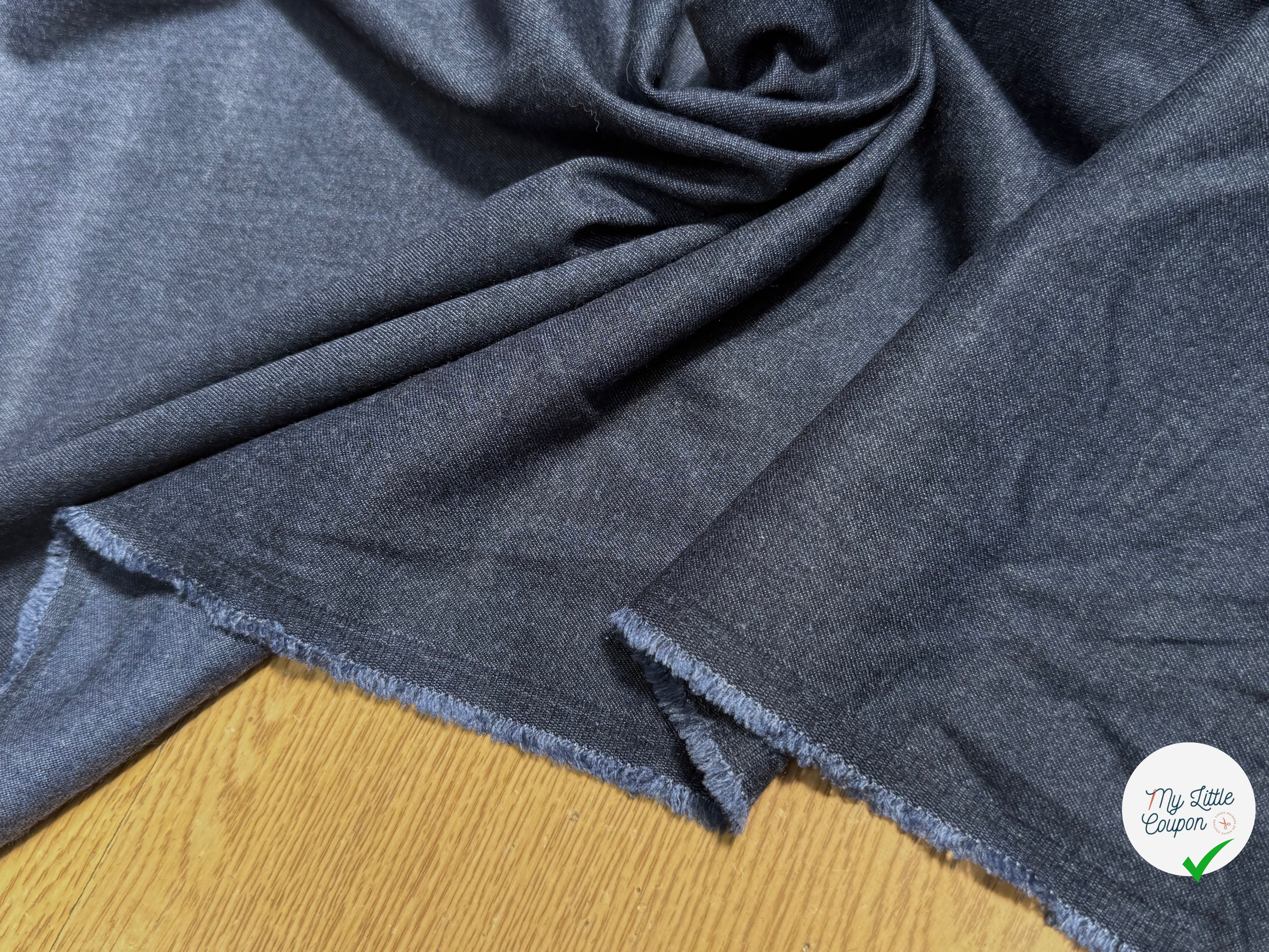 (Chute) DRAPERIE FLANELLE DE LAINE DOUCE BLEU DENIM - My Little Coupon