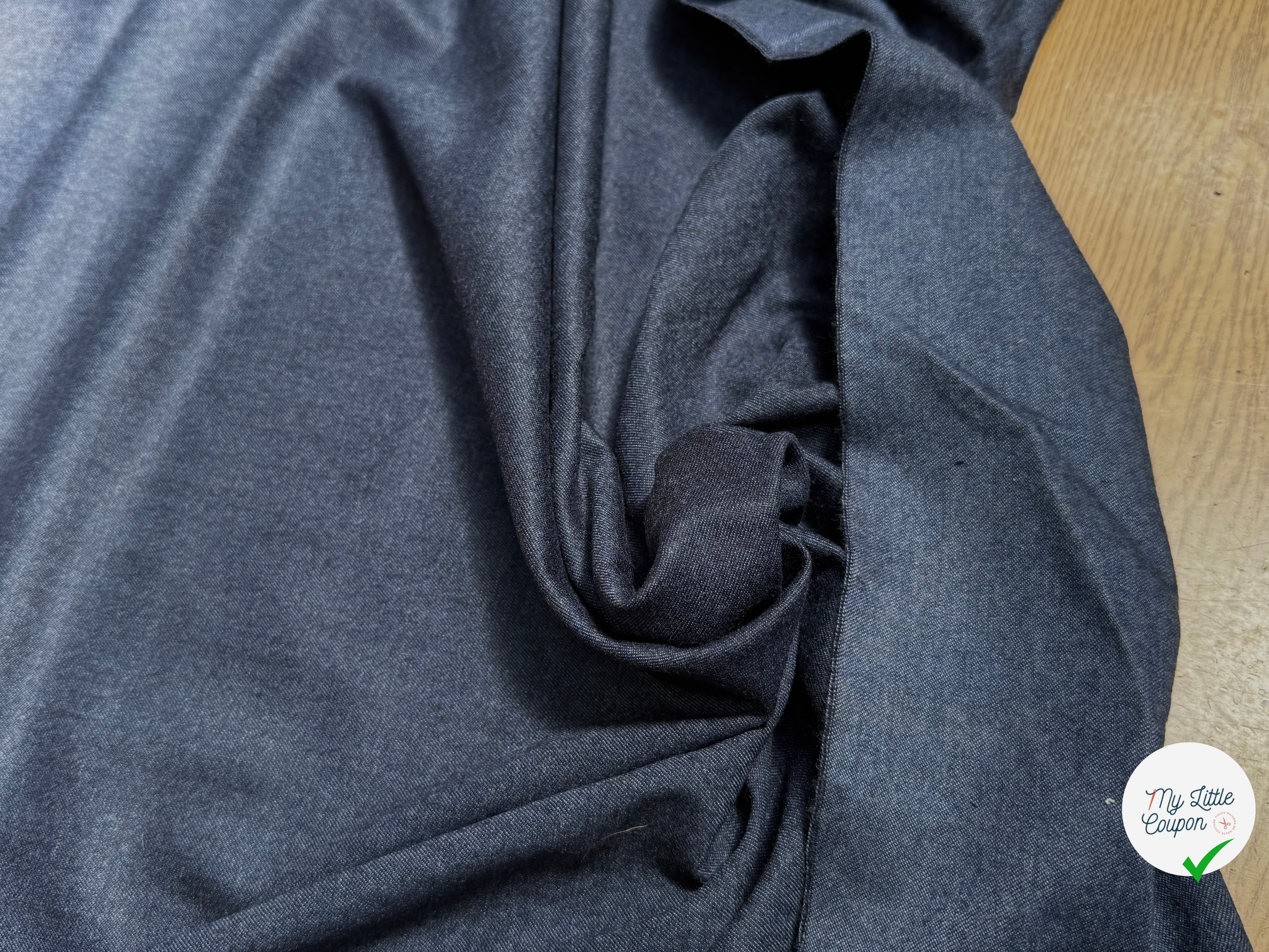 (Chute) DRAPERIE FLANELLE DE LAINE DOUCE BLEU DENIM - My Little Coupon