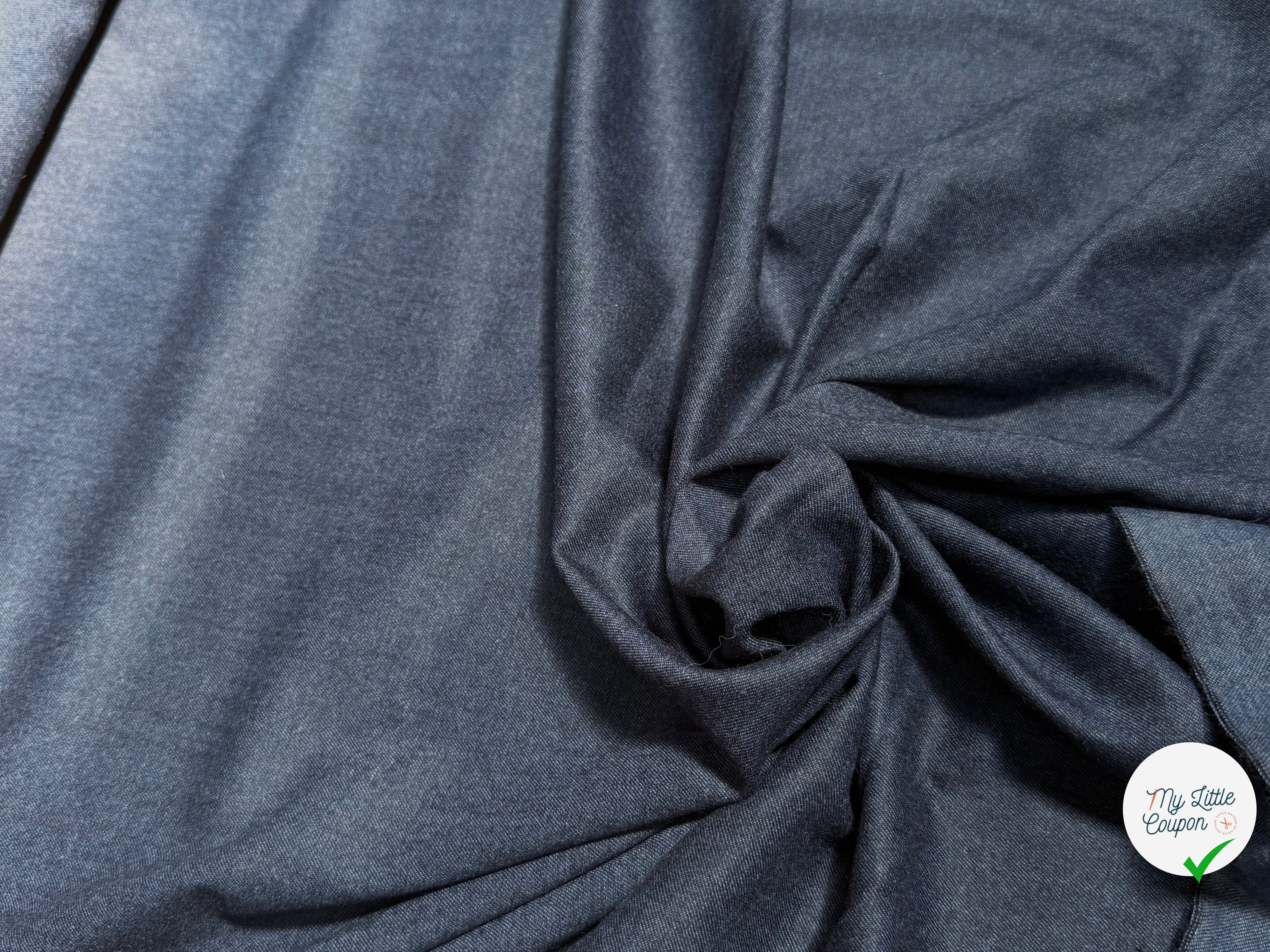 (Chute) DRAPERIE FLANELLE DE LAINE DOUCE BLEU DENIM - My Little Coupon