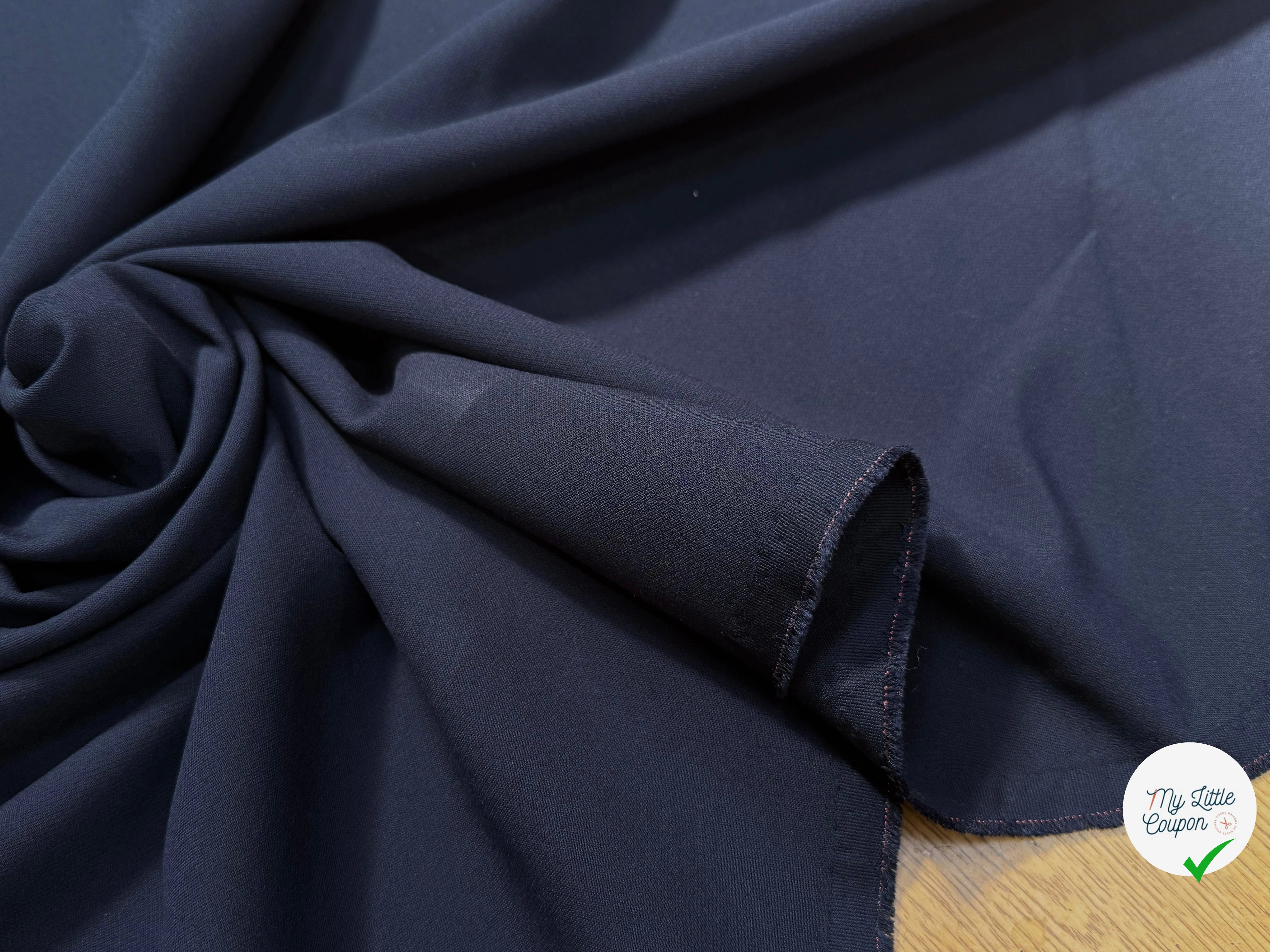(Chute) DRAPERIE POLYVISCOSE LOURDE STRETCH BLEU MARINE CHIC TENUE - My Little Coupon