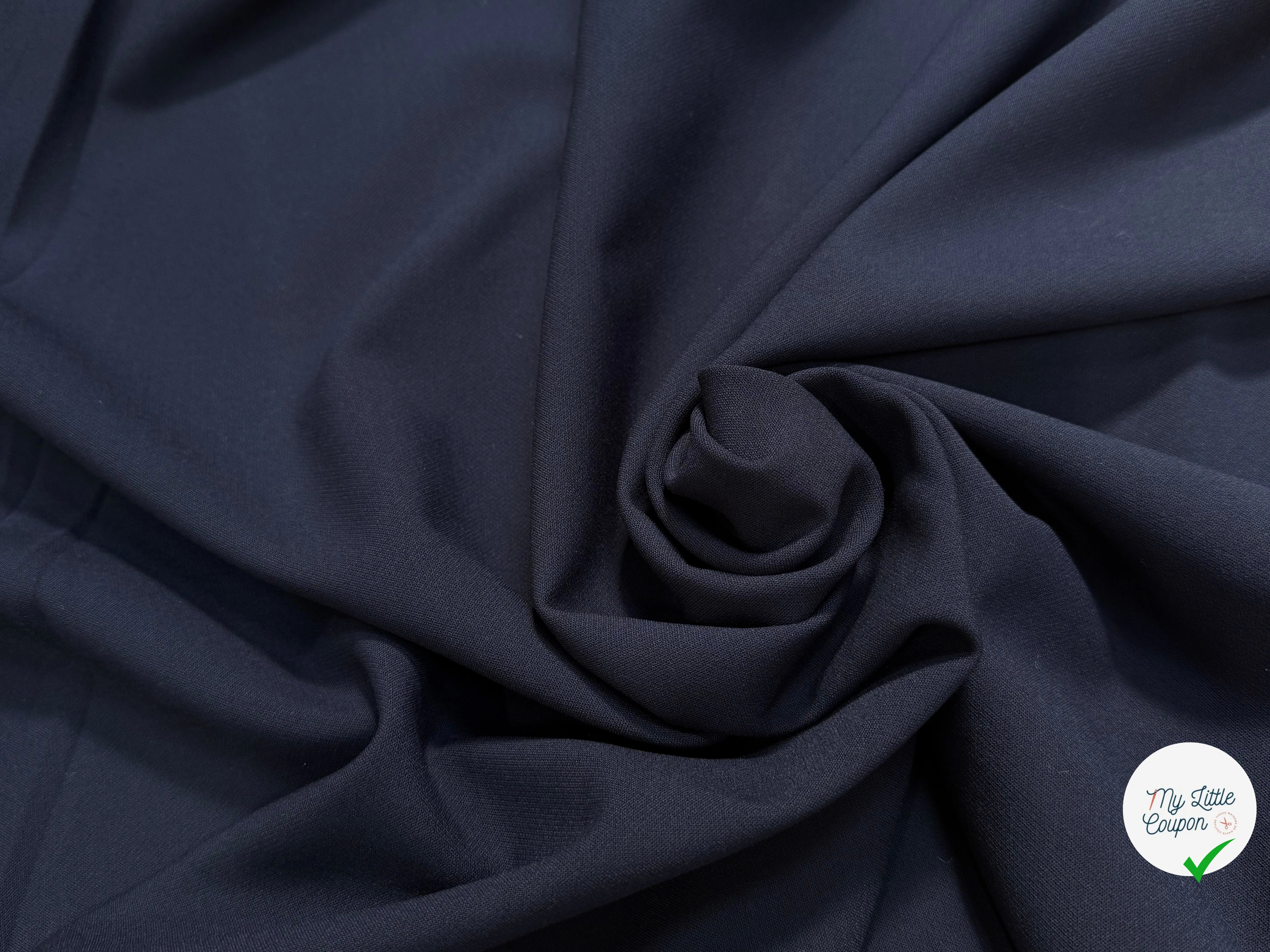 (Chute) DRAPERIE POLYVISCOSE LOURDE STRETCH BLEU MARINE CHIC TENUE - My Little Coupon