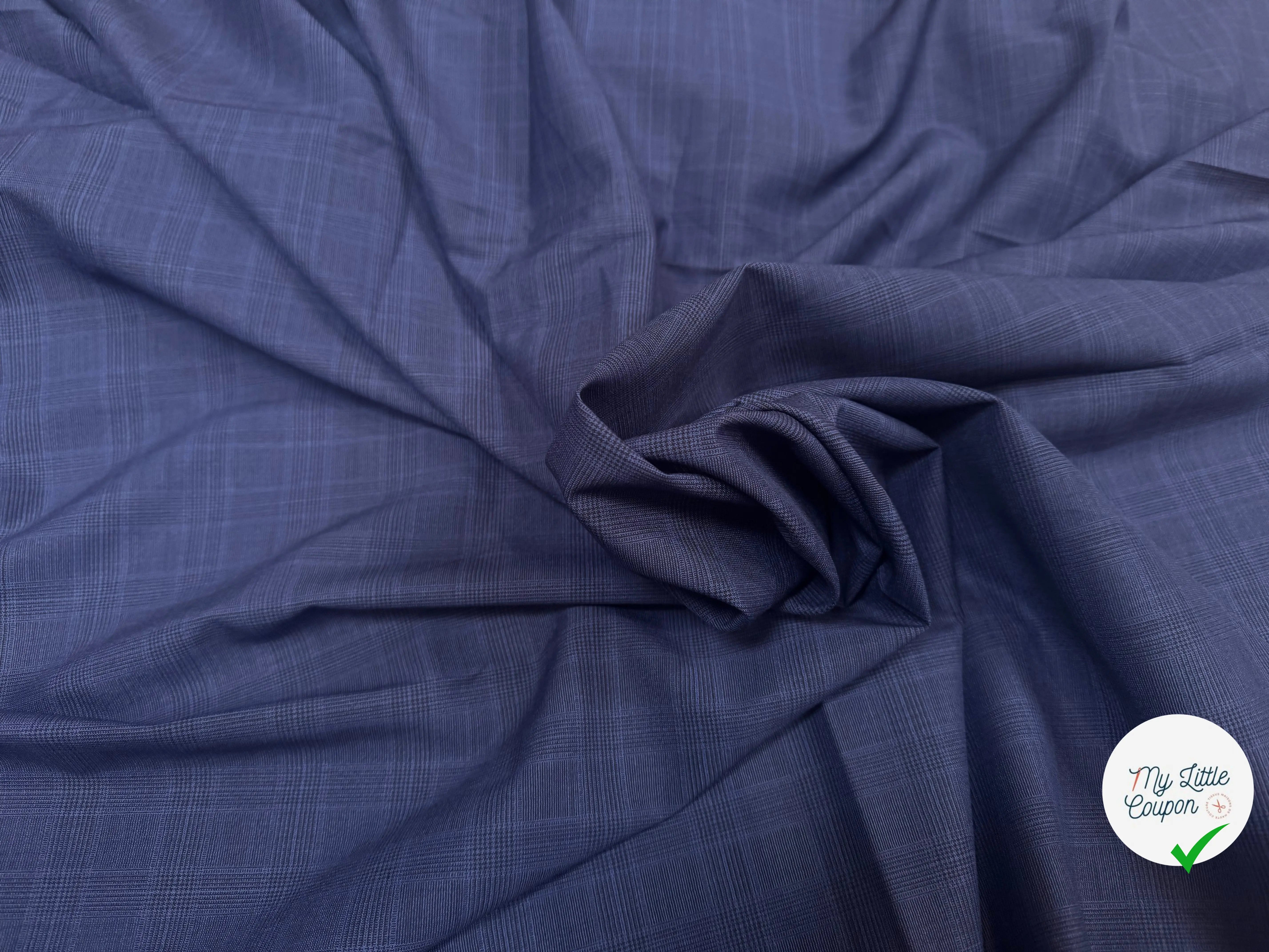 (Chute) DRAPERIE VITALE BARBERIS 100% LAINE PRINCE DE GALLES BLEU - My Little Coupon
