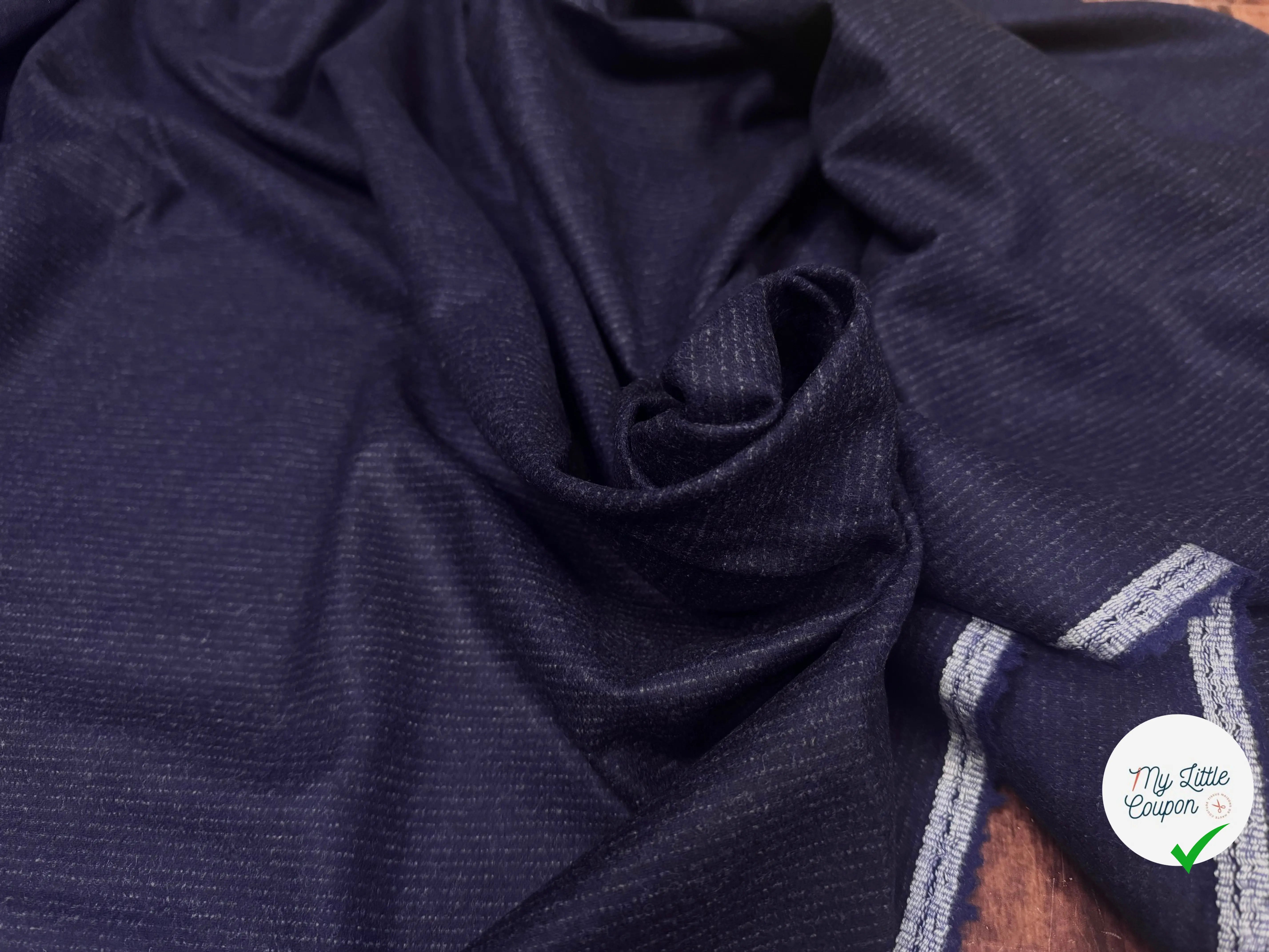 (Chute) FLANELLE 100% LOURDE BARBERIS 100% LAINE BLEU PROFOND - My Little Coupon