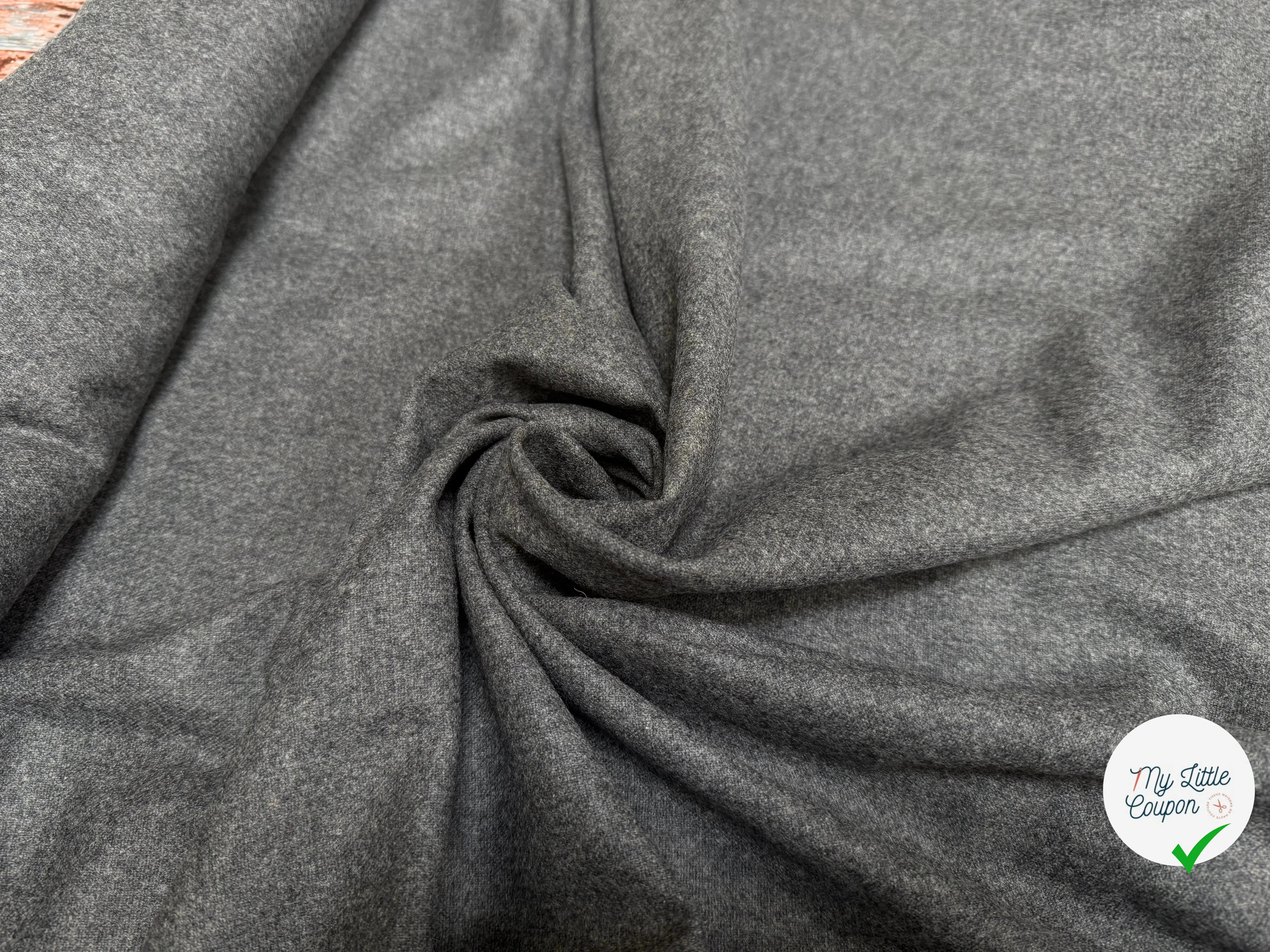 FLANELLE DE LAINE LOURDE UNI GRIS CLAIR - My Little Coupon