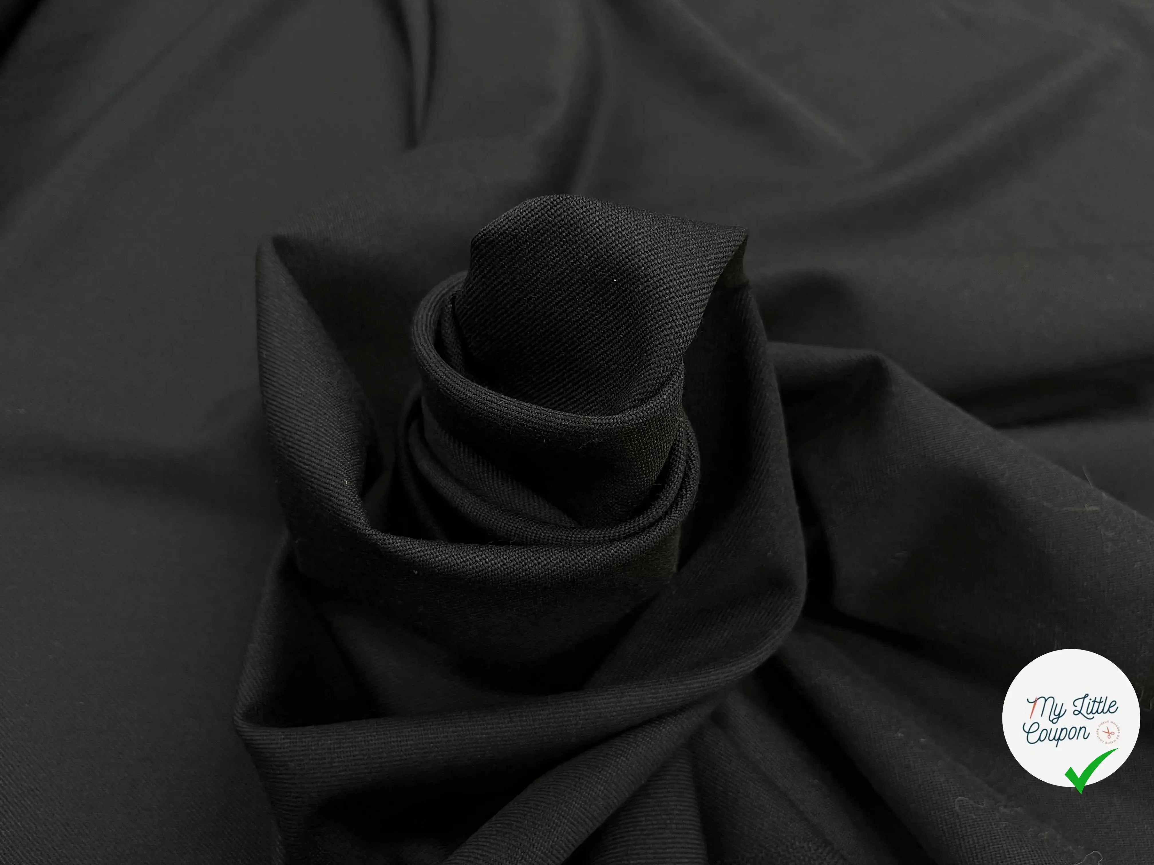 GABARDINE DE LAINE NOIR SERGEE - My Little Coupon