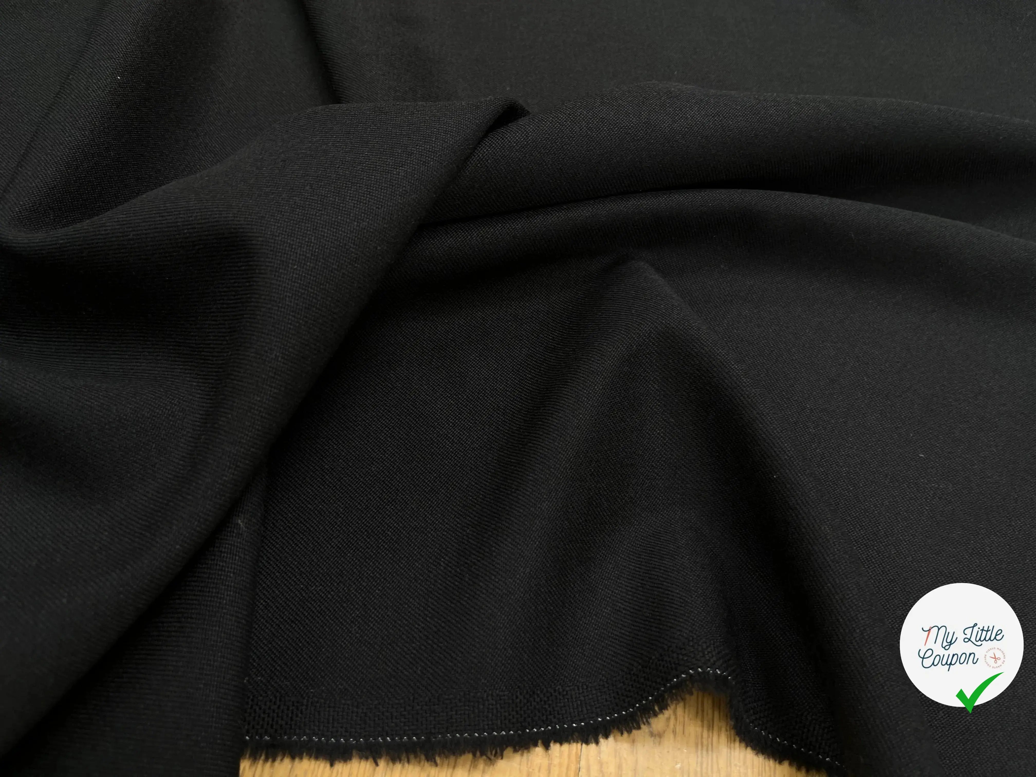GABARDINE DE LAINE NOIR SERGEE - My Little Coupon