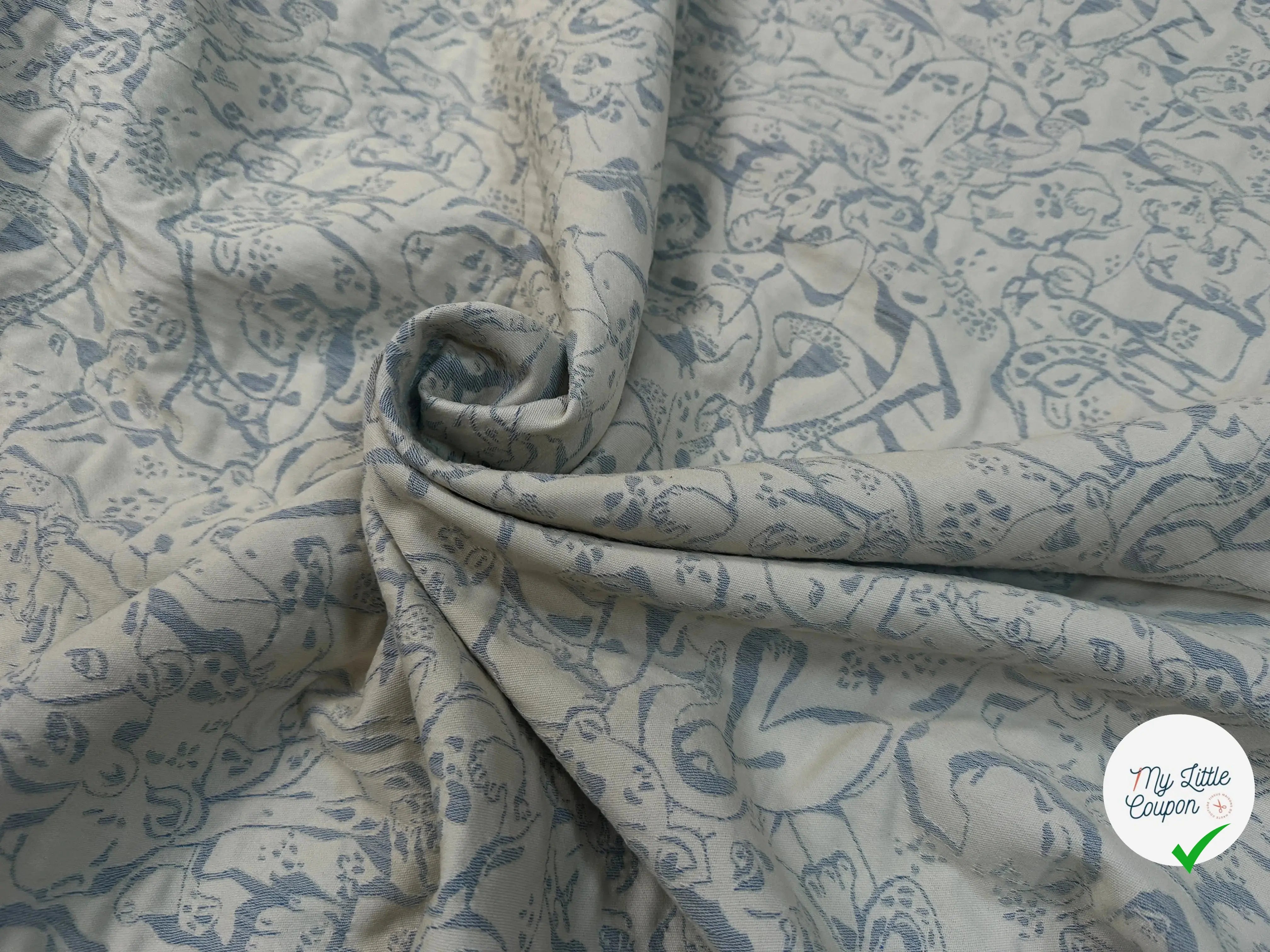 JACQUARD REVERSIBLE FACE BLEU FACE CREME FELIN - My Little Coupon