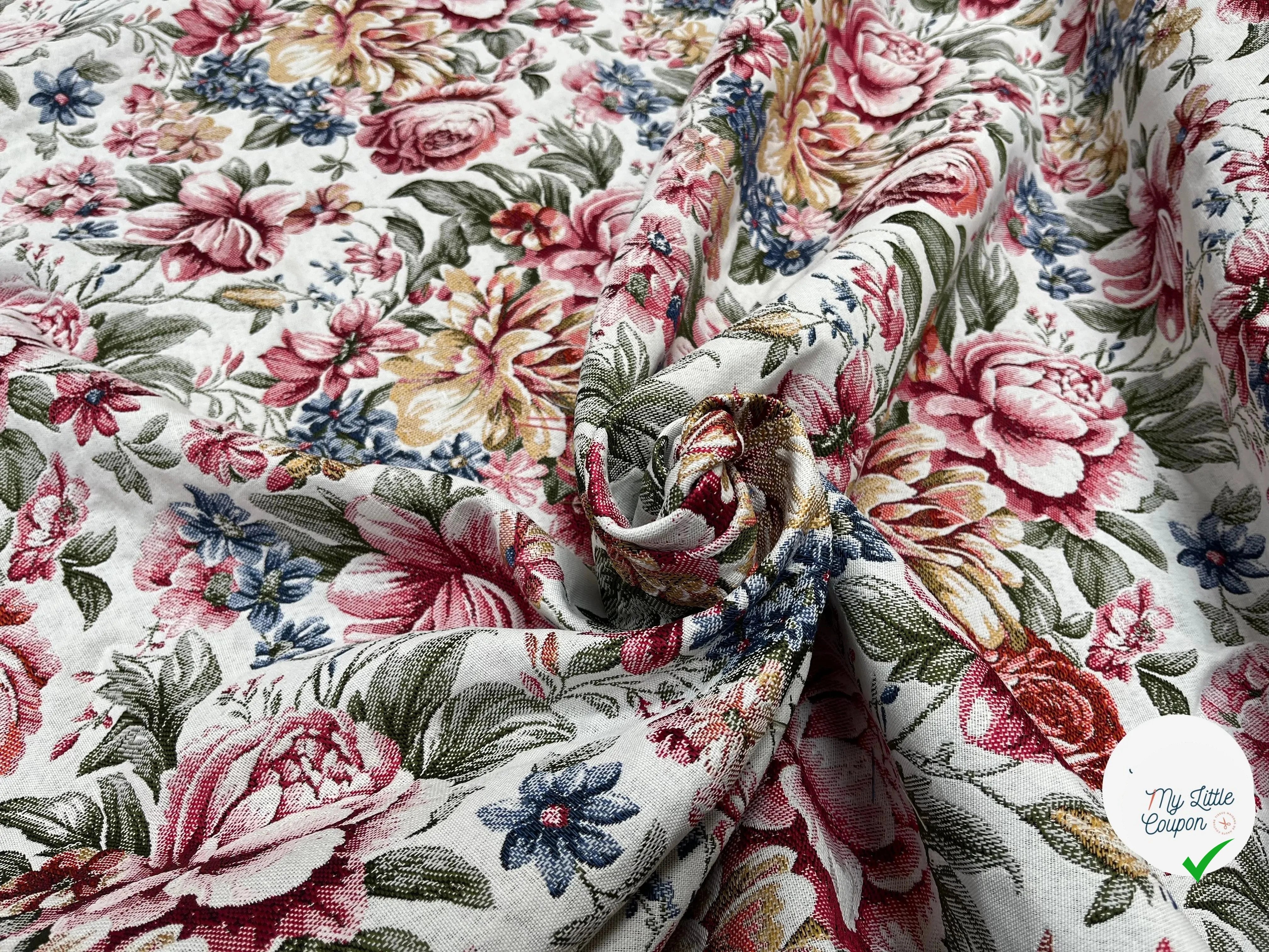 JACQUARD TISSÉ TEINT ALAIS ALLOVER ÉCRU ROSE - My Little Coupon