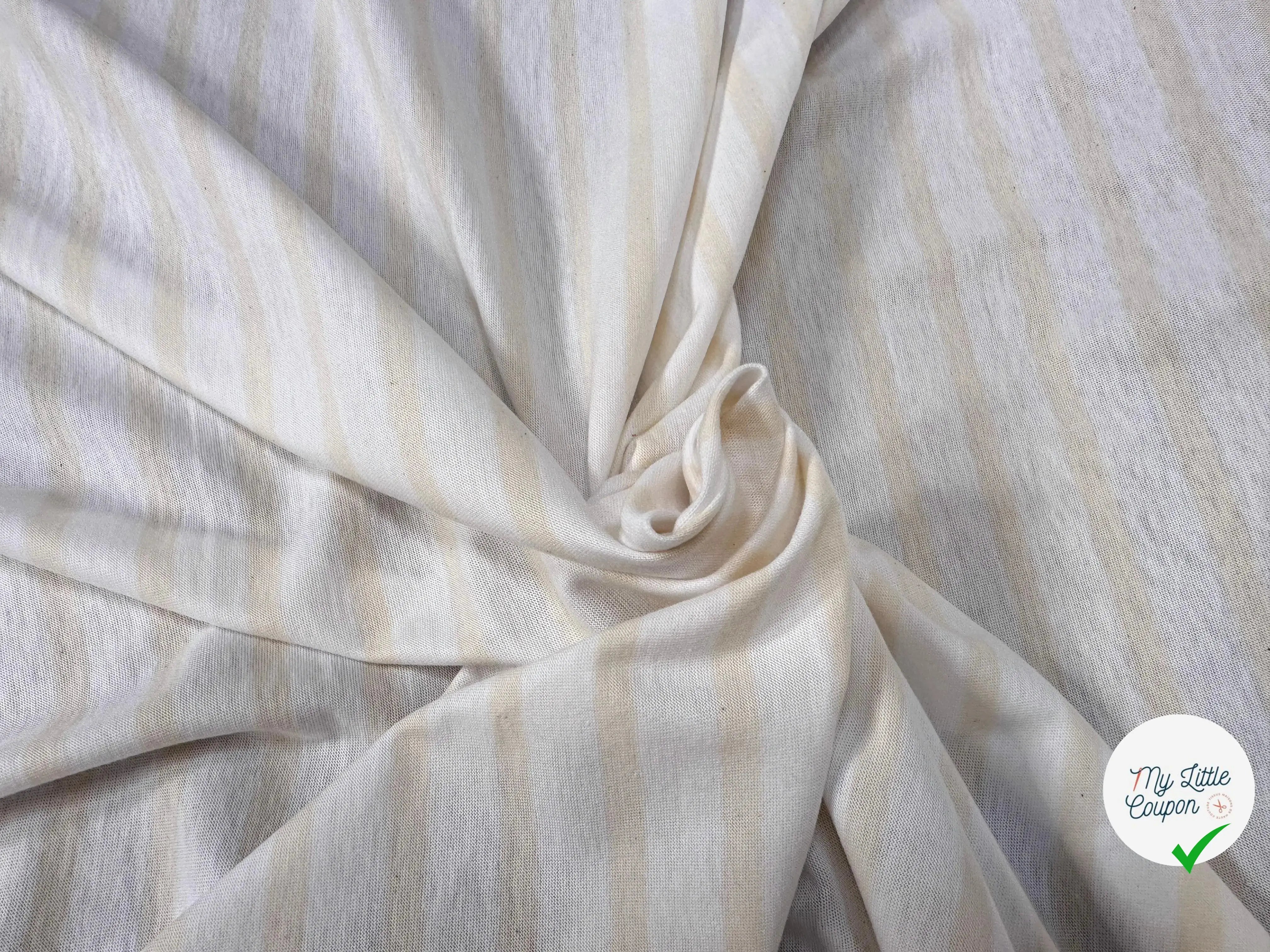 JERSEY DE COTON RAYURES CREME - My Little Coupon