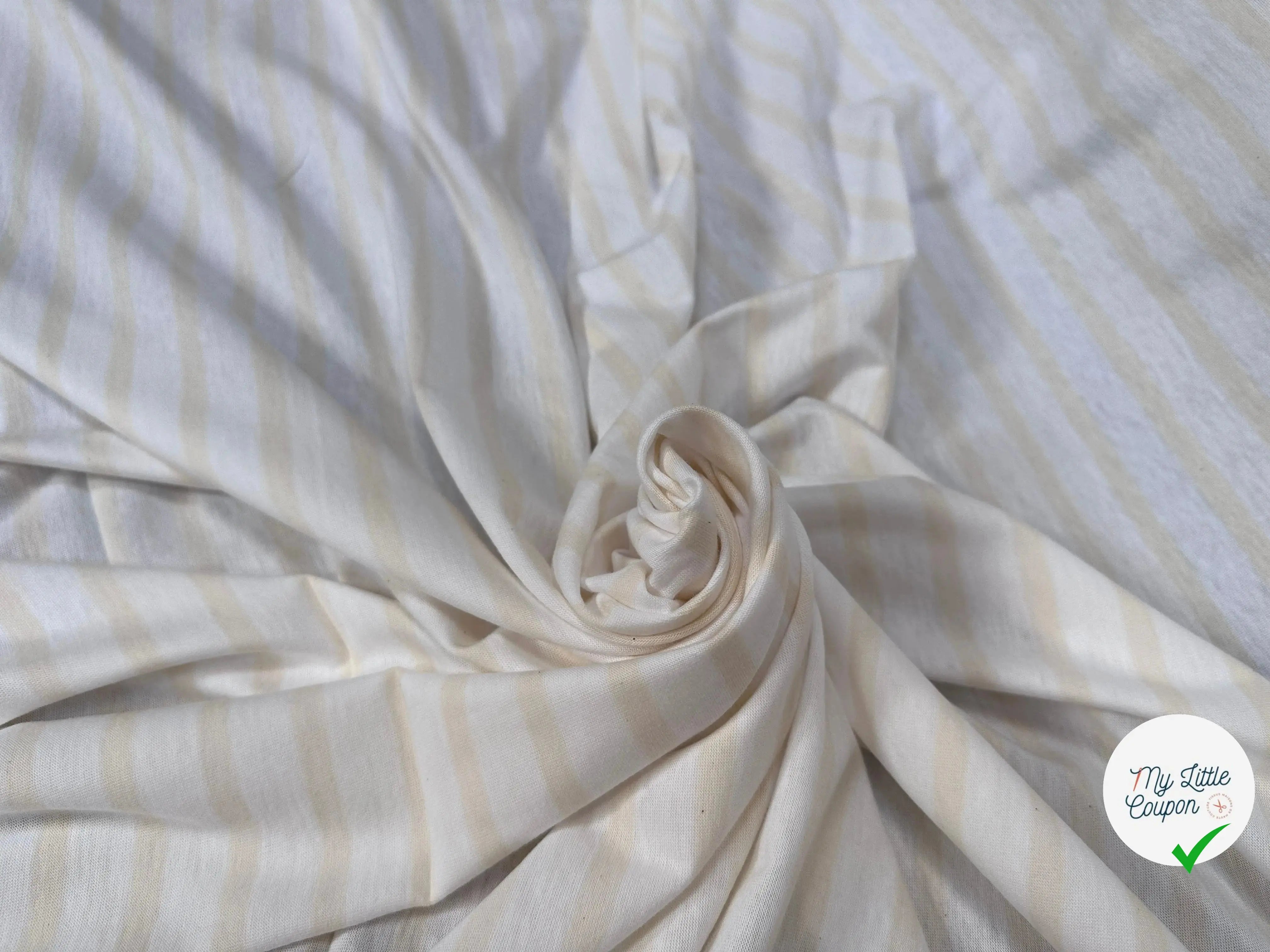 JERSEY DE COTON RAYURES CREME - My Little Coupon