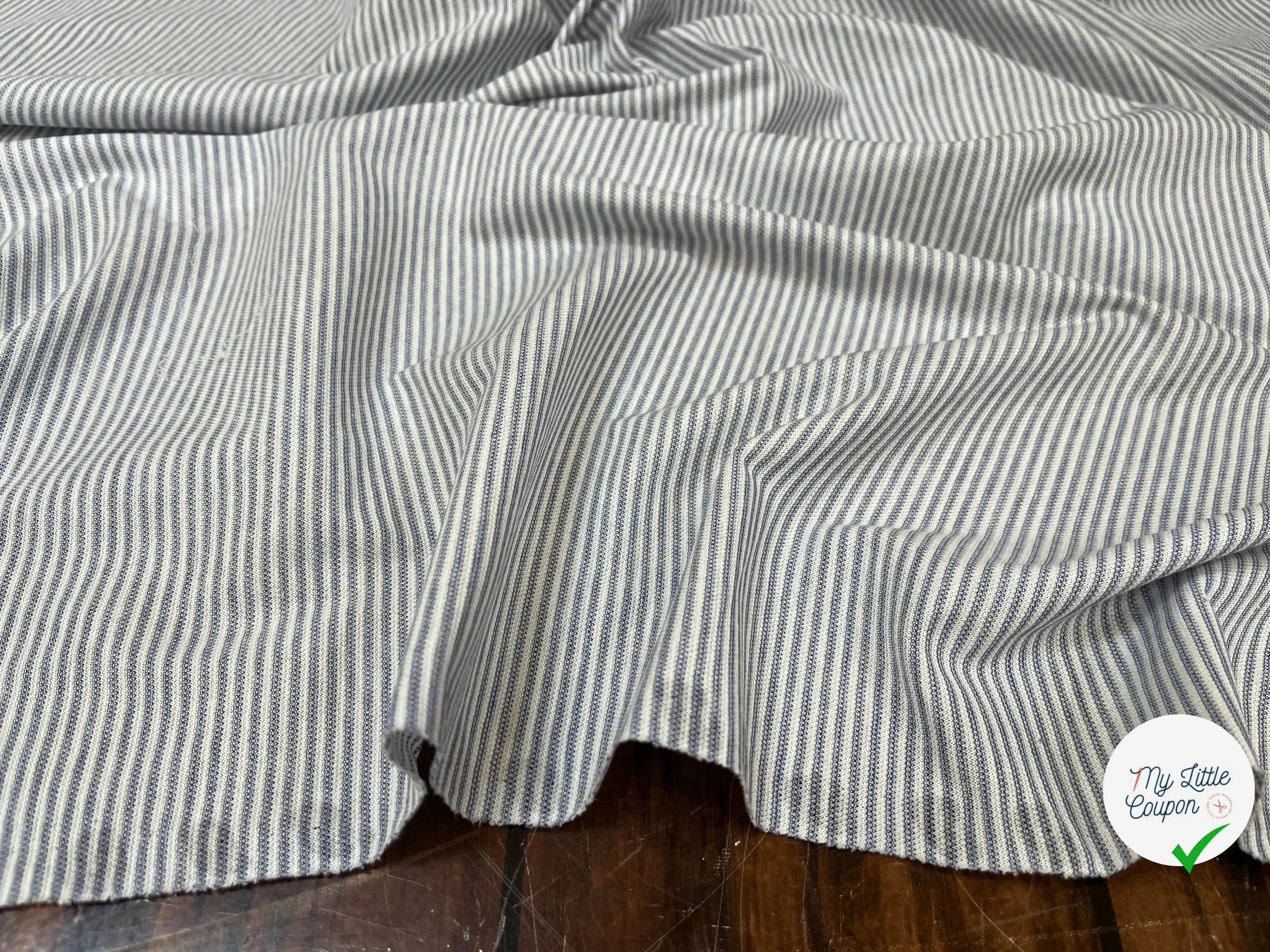 JERSEY MAILLE À RAYURES FINES BLEU JEAN - My Little Coupon