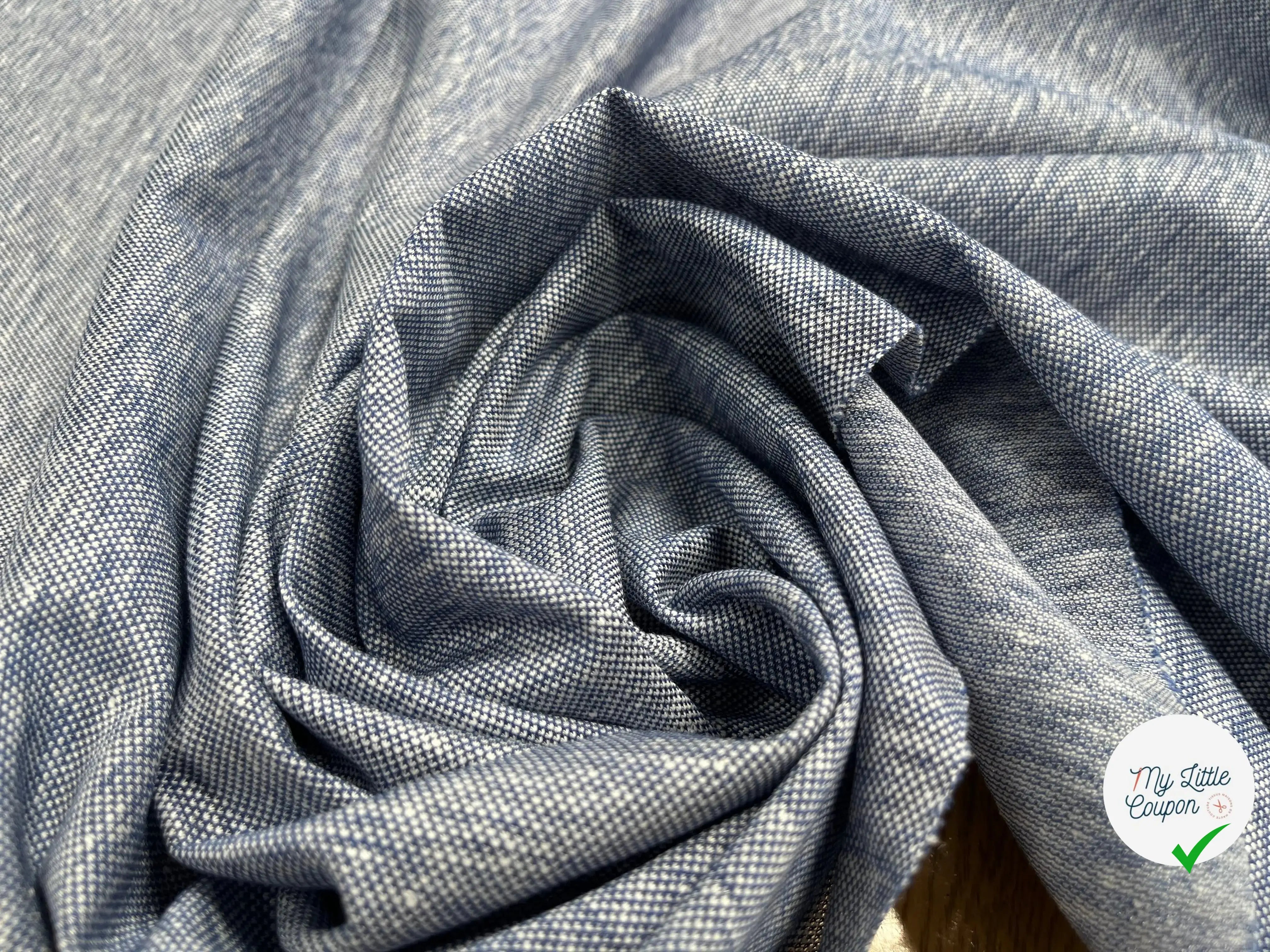 JERSEY PIQUÉ DE COTON BLEU GRIS - My Little Coupon