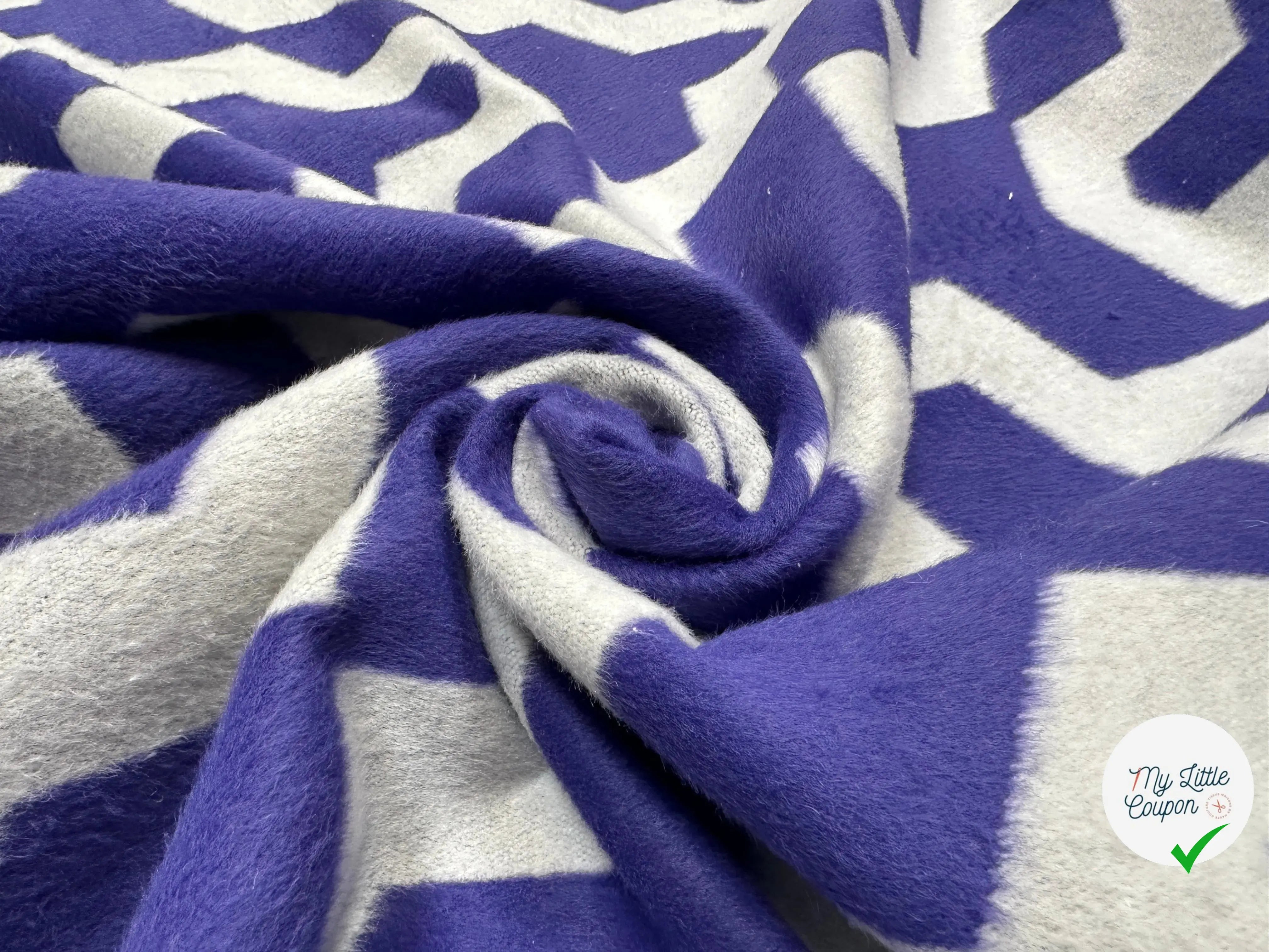 LAINAGE POLYESTER DUVETEUX GRAPHIQUE BLEU - My Little Coupon