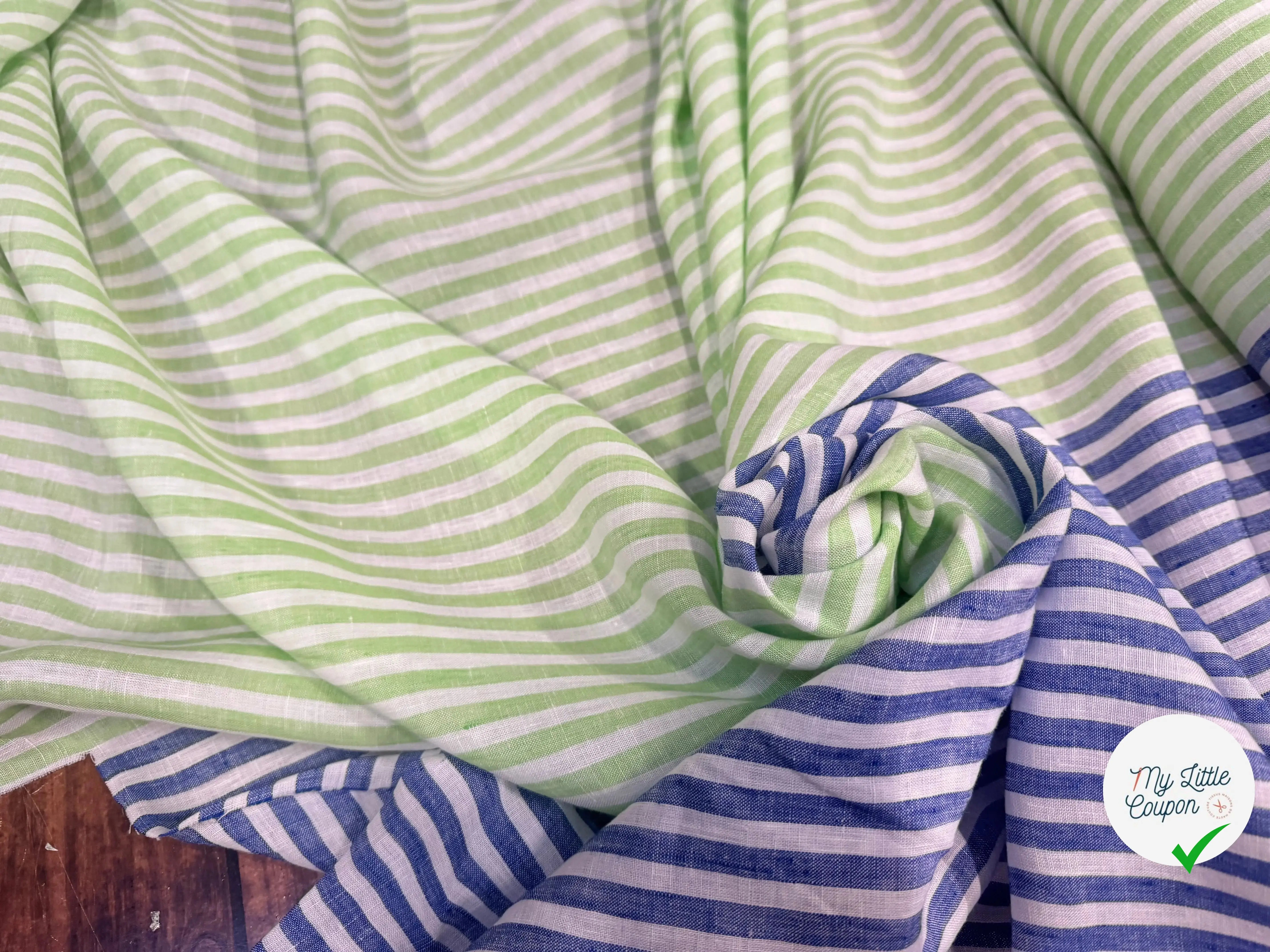 LIN RAYURES BLEU ET VERT RAYURES - My Little Coupon