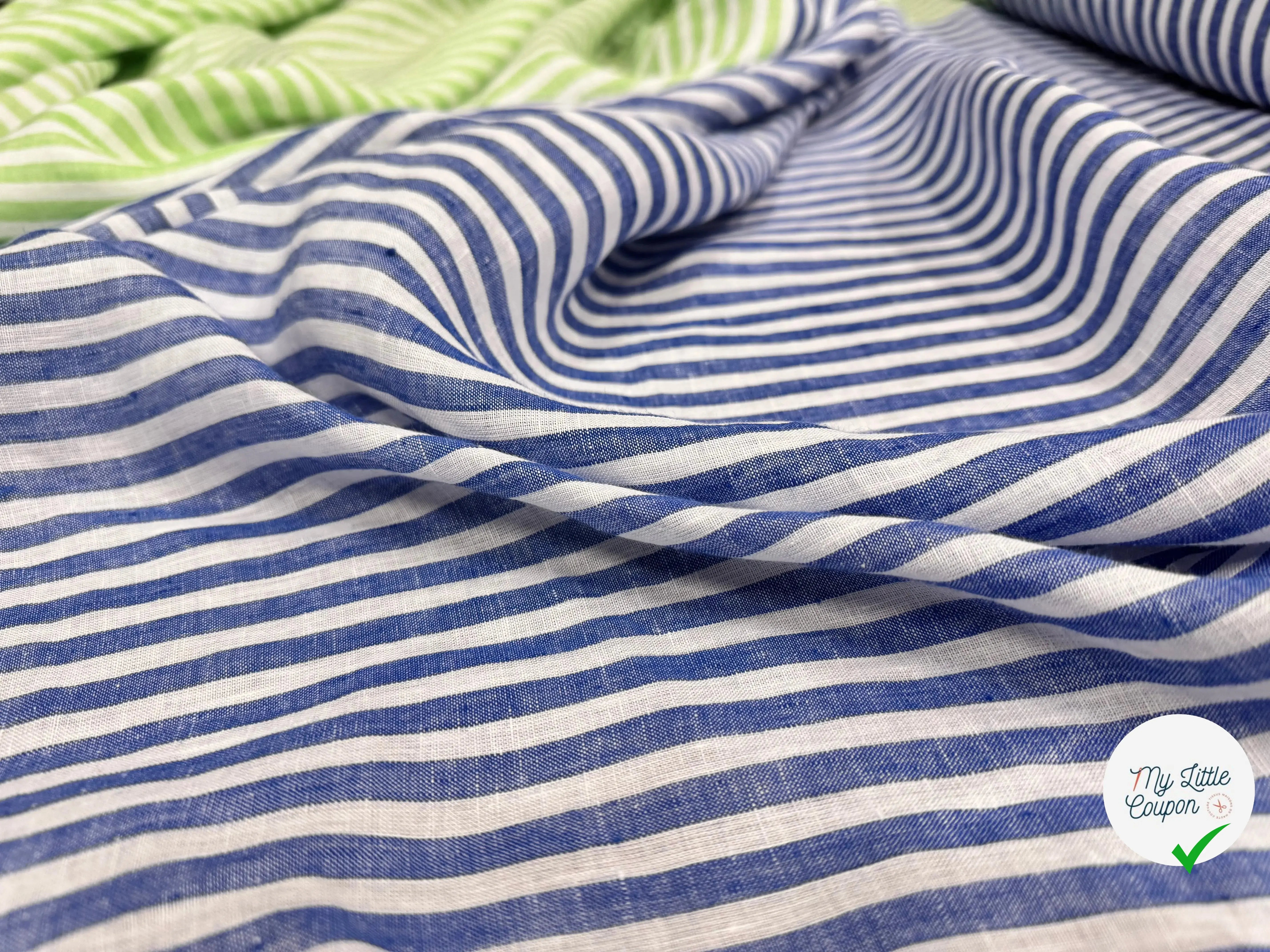 LIN RAYURES BLEU ET VERT RAYURES - My Little Coupon