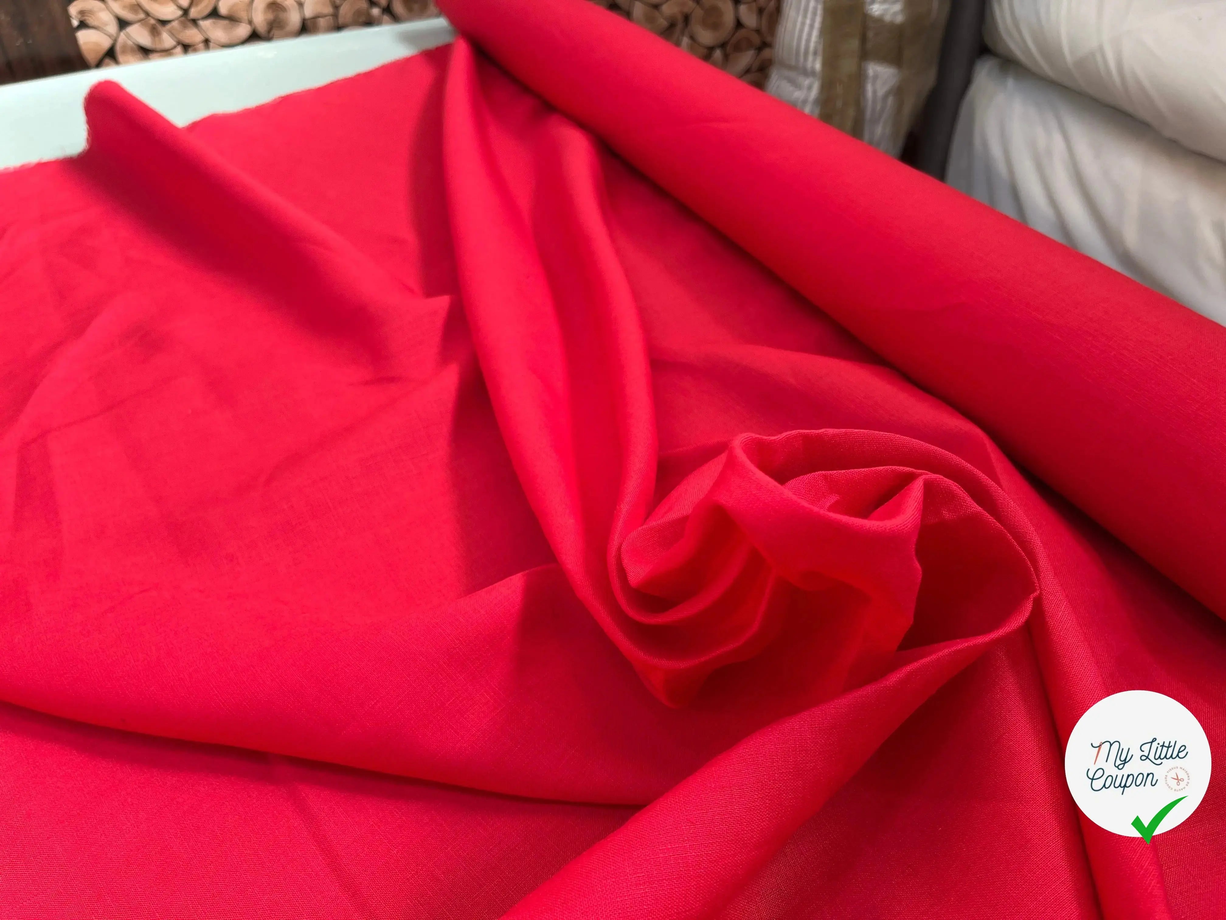 LIN UNI 100% LIN U332C ROUGE CHERRY - My Little Coupon