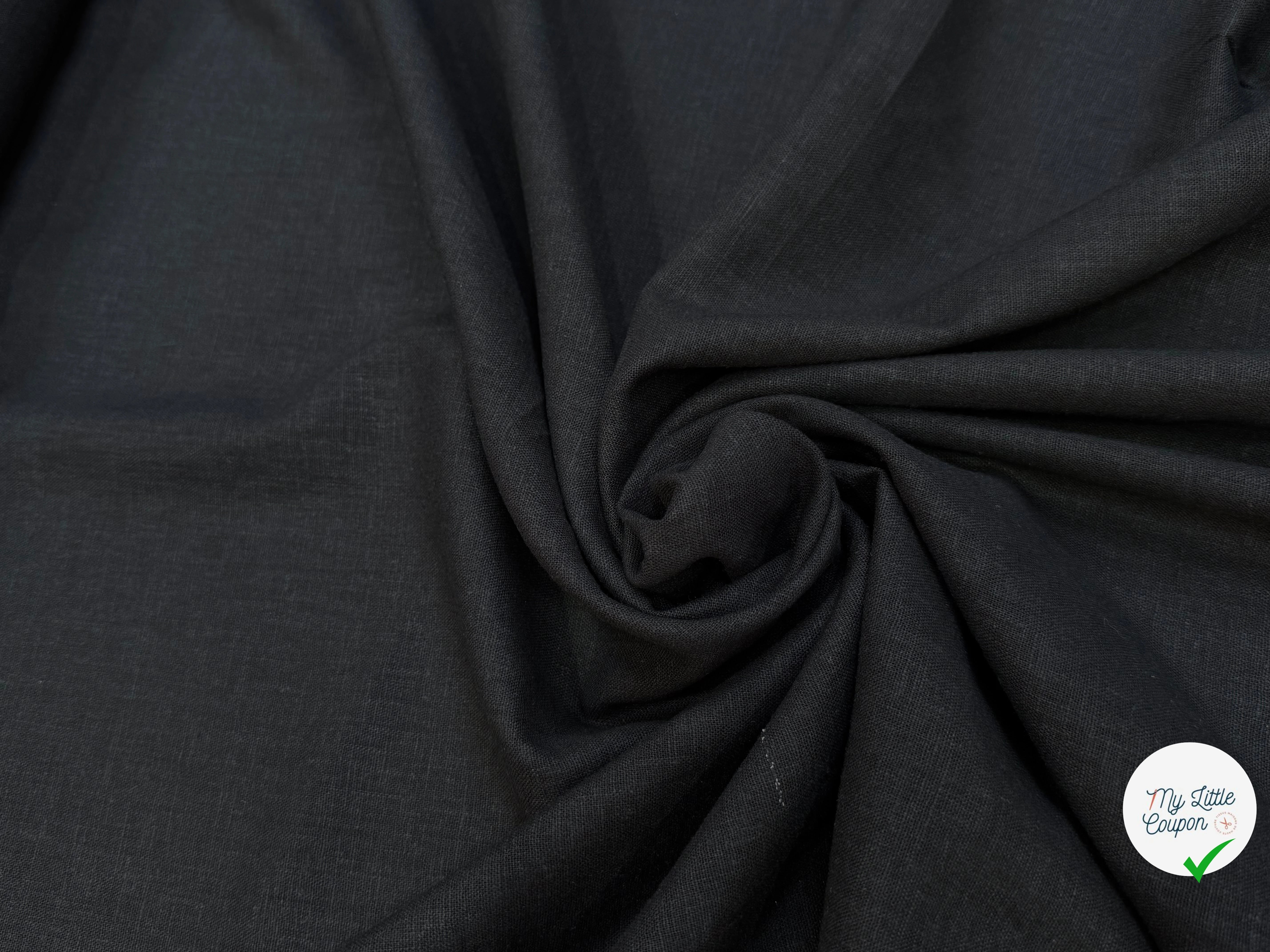 (Chute) LIN VISCOSE BEAU TOUCHER 55% LIN NOIR TEXTURÉ - My Little Coupon
